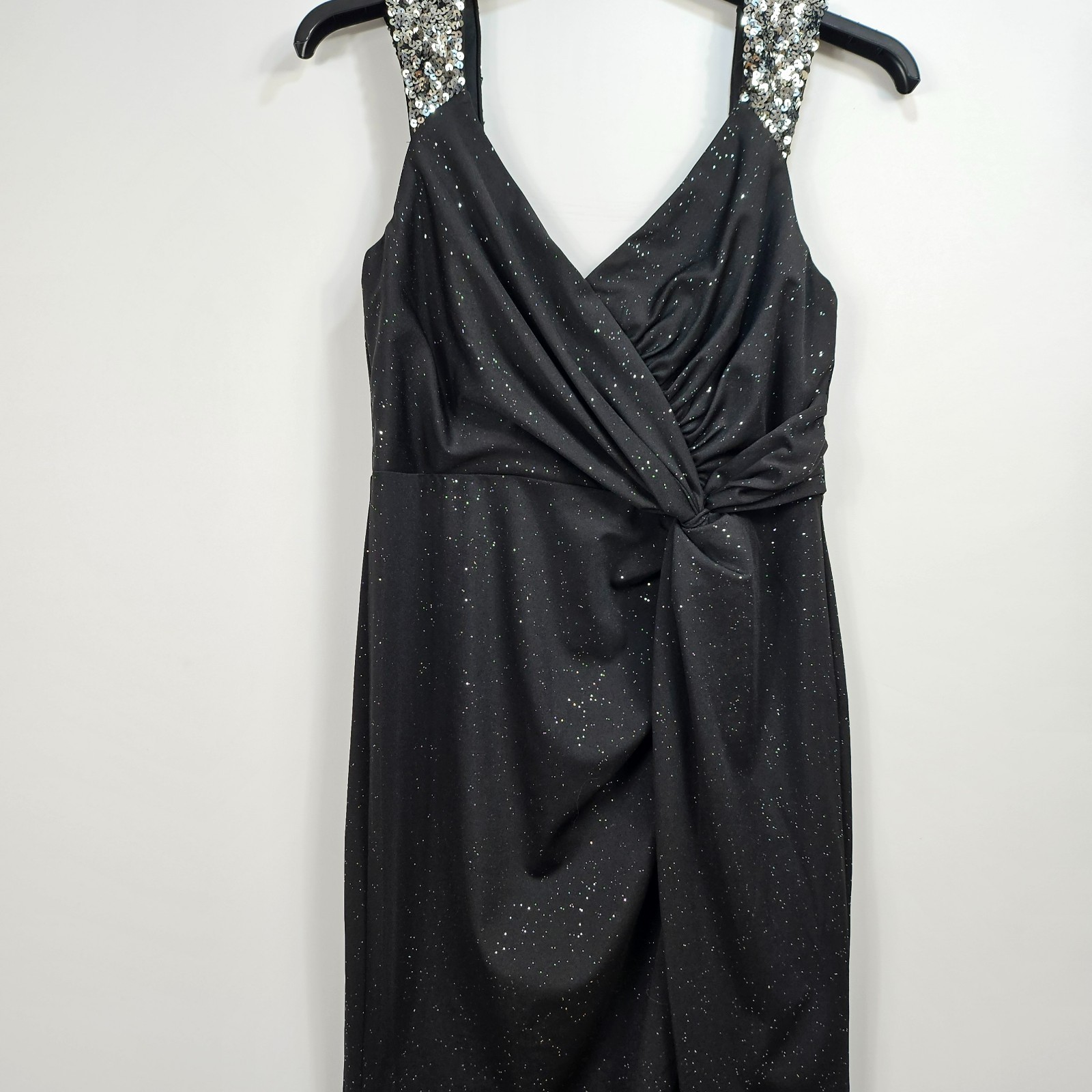 Ever Pretty – Black Sequin Strap Maxi Evening Dress V-Neck – XL – BNWT