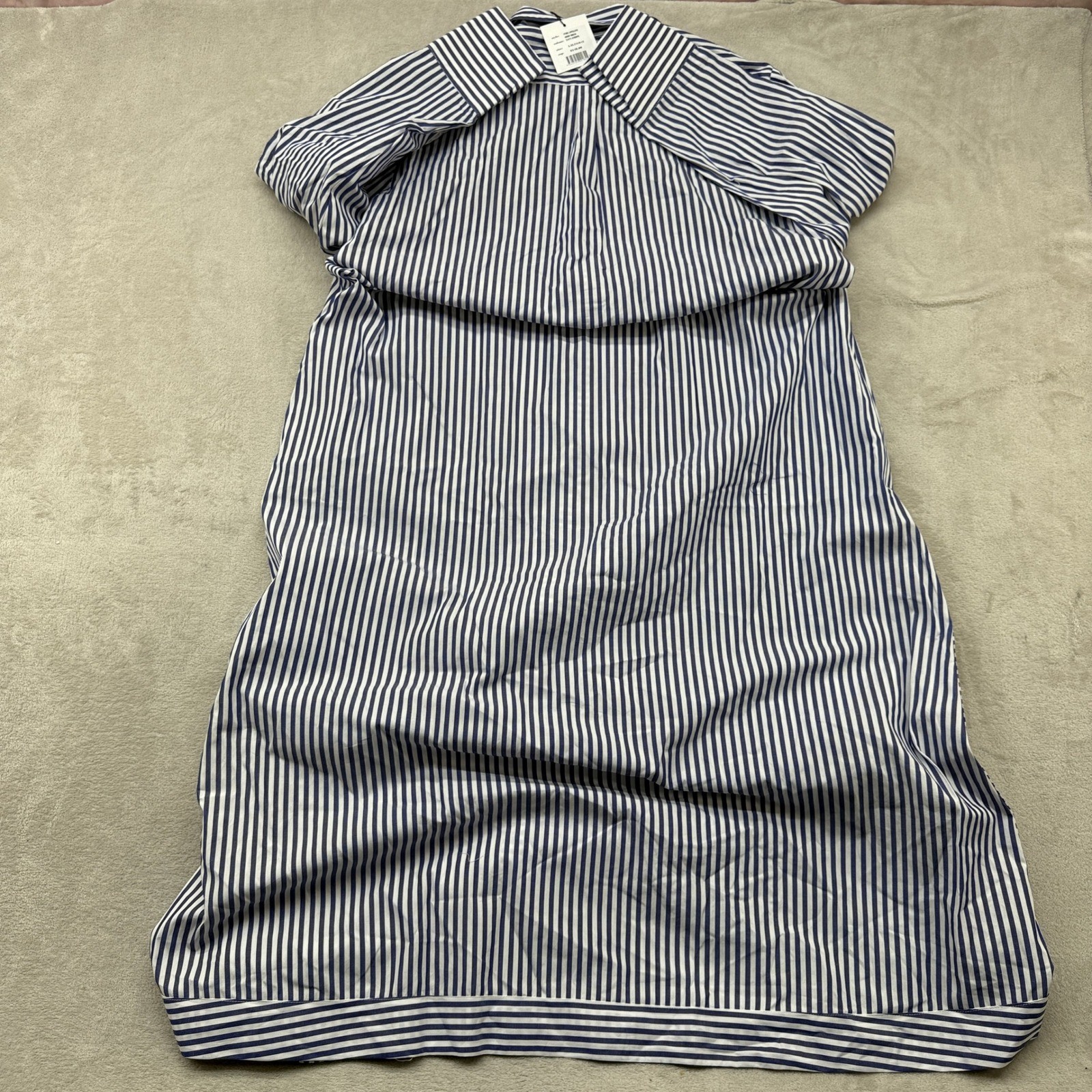 Shirty Australia Sybil Longline Shirt Dress Women XL Navy Stripe Preppy Hamptons