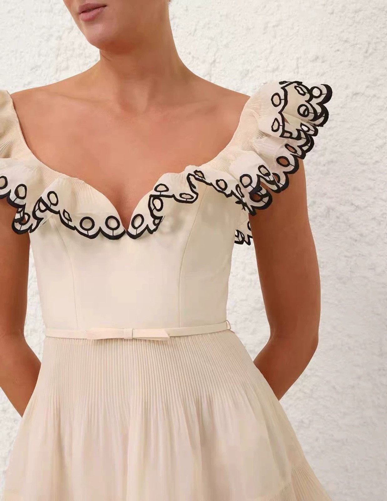 Zimmermann 2026 Cruise Cream Embroidered Frilled Mini Dress