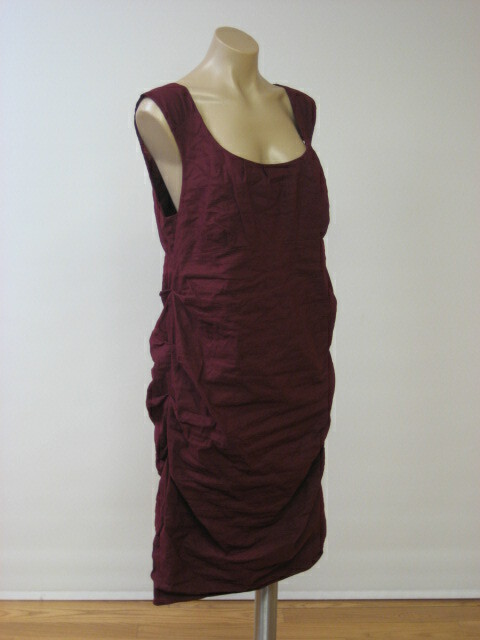 EILEEN FISHER Cotton Steel Stitch Empire Waist Stretch Shirred Dress 16 NWT $318