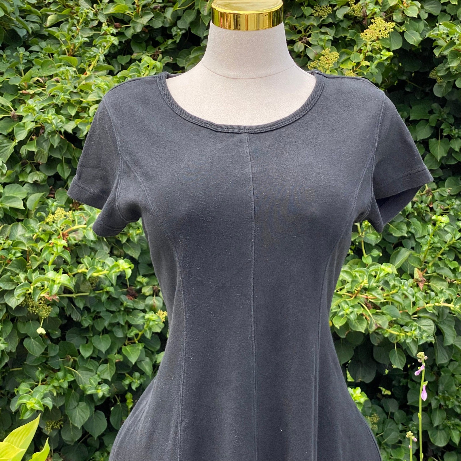 FADS 80s/90s Vintage Minimalist Black Tshirt Midi Dress Quiet Luxury Chic – PM