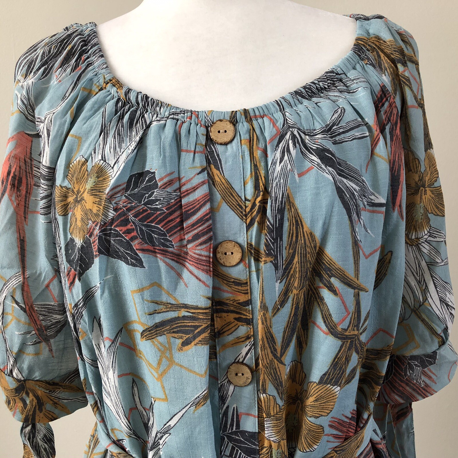 Mile Gabrielle Women’s Teal Blue SS Floral Lined Dress Sz 1XL