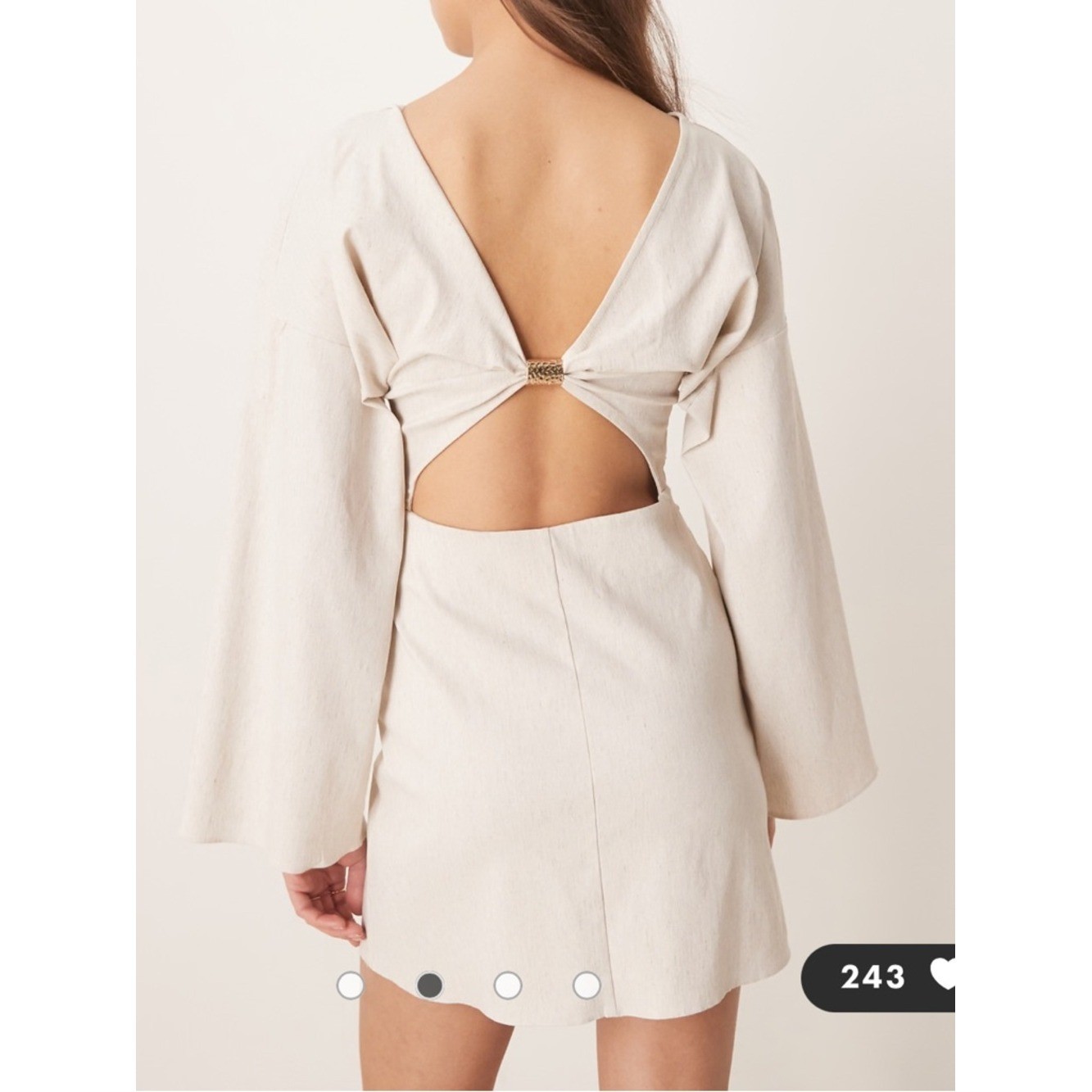 ASOS Design Bengaline Open Back Mini Dress Oatmeal 4