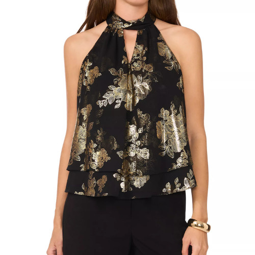 MSK Black Gold Halter Neck Top Size LP