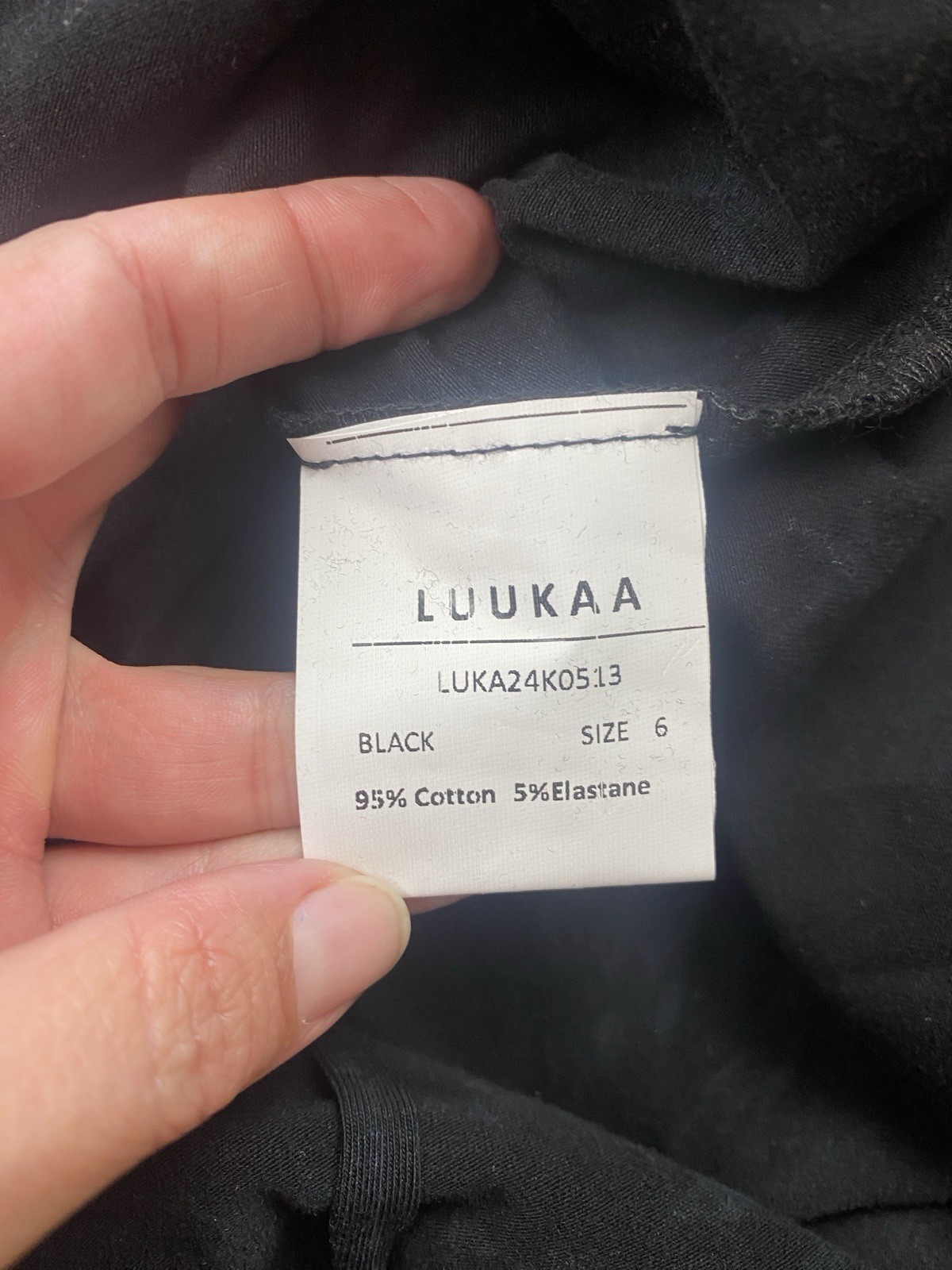 LUUKAA Flicker Eco-friendly Washed, Thin Cotton Jersey Dress, Long Black Size 16