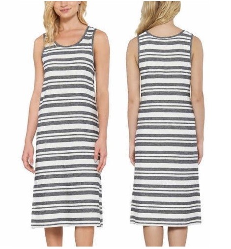 Matty M Ladies’ Side-Slit Tank Dress, Charcoal / Denim Stripe, Variety Sizes NWT