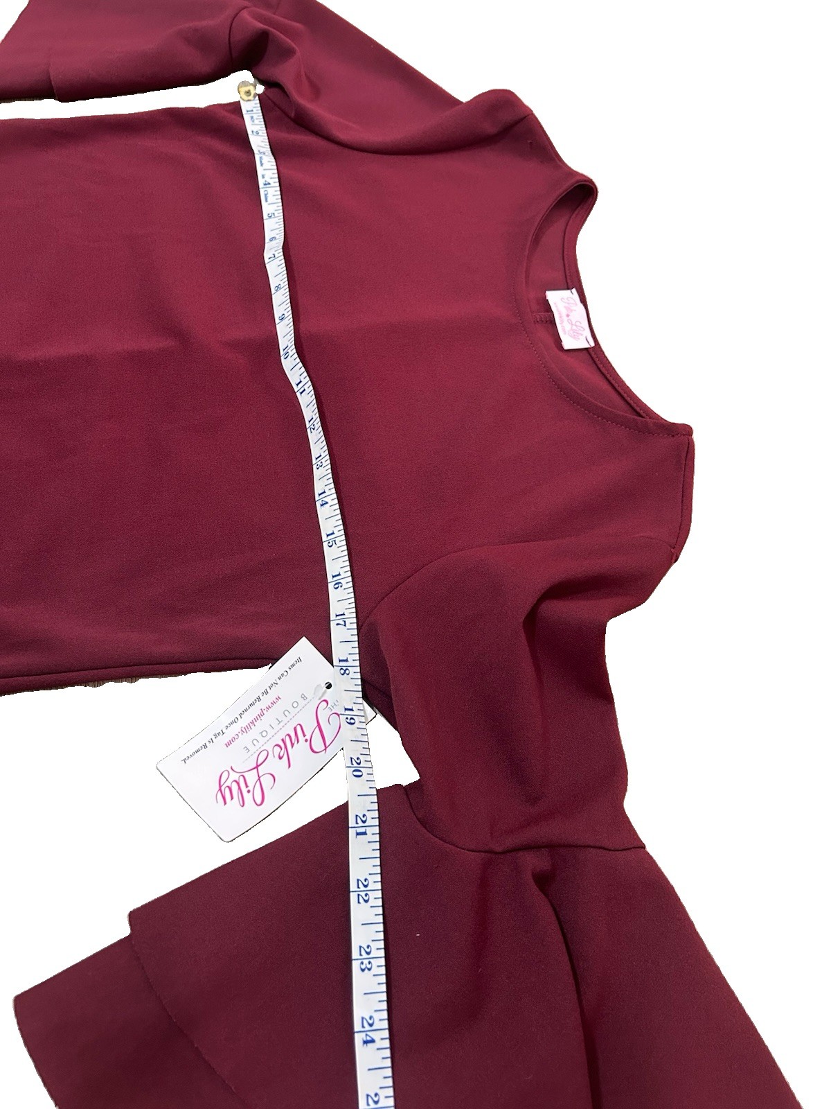 Pink Lily Dress Medium NWT Burgundy Ruffle Sleeve Shift Mini Boutique