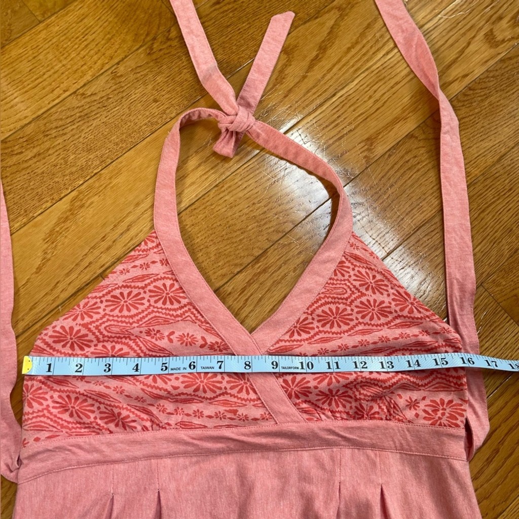 Athleta Bohemian Halter Peach Orange Pinkish Cotton blend Jersey Dress Sz Medium