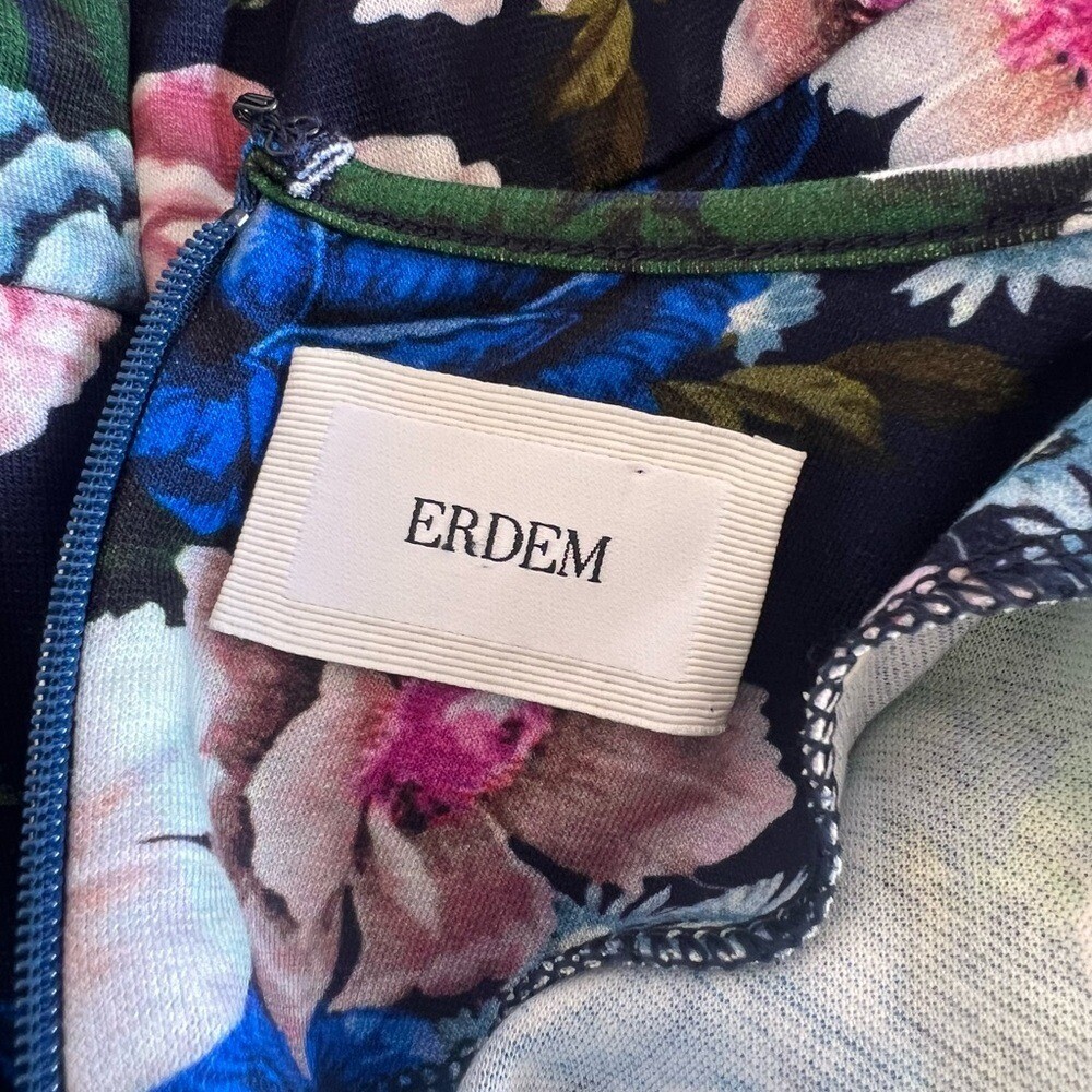 GORGEOUS ERDEM SUMMER FLORAL-PRINT PONTE DRESS STRETCHY SLIP-ON EUC