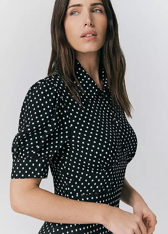 Ghost London Wilma Crepe Polka Dot Midi Tea Dress – Size 3XL – LB 3002