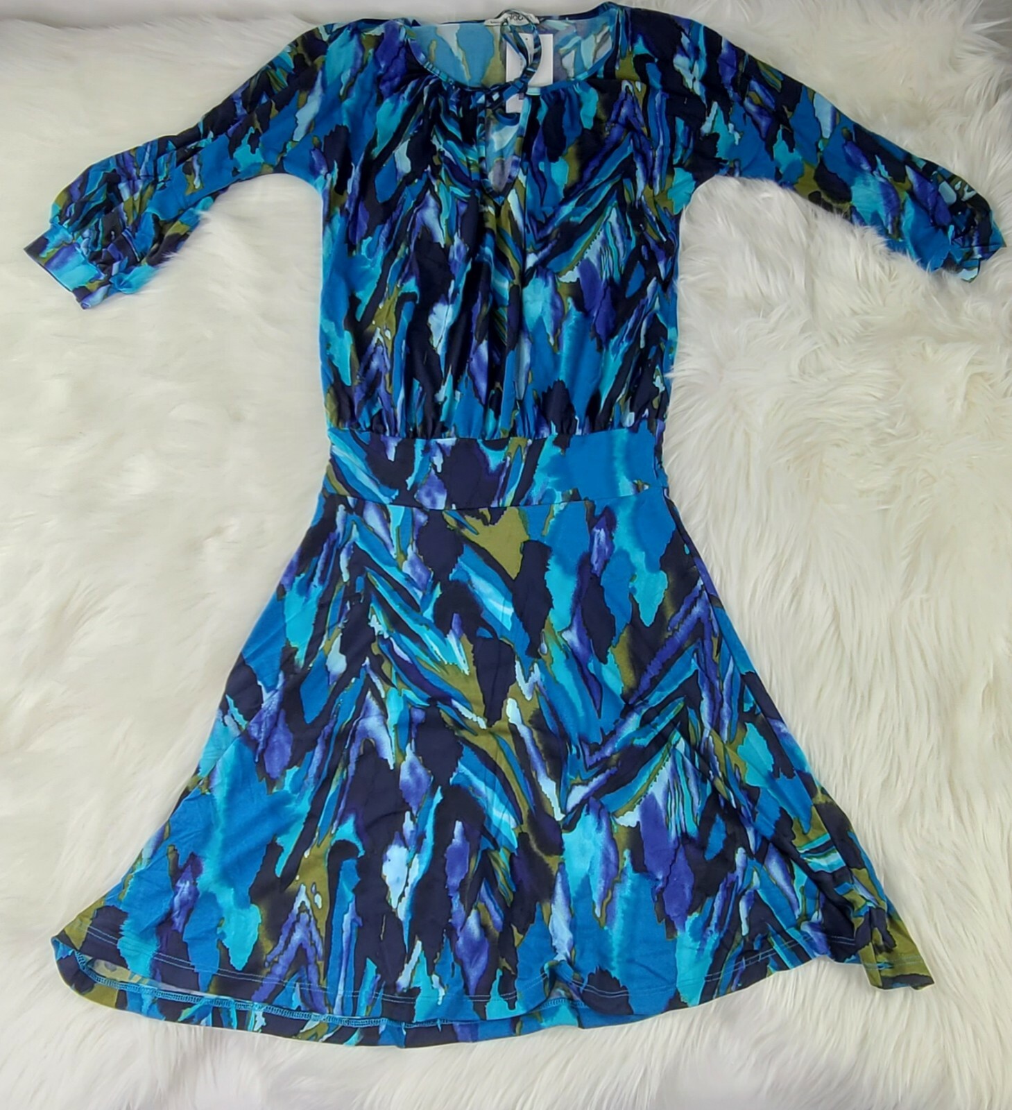 Beautiful Veronica M colored multi pattern Dress SZ S PLEASE SEE MEASUREMENTS