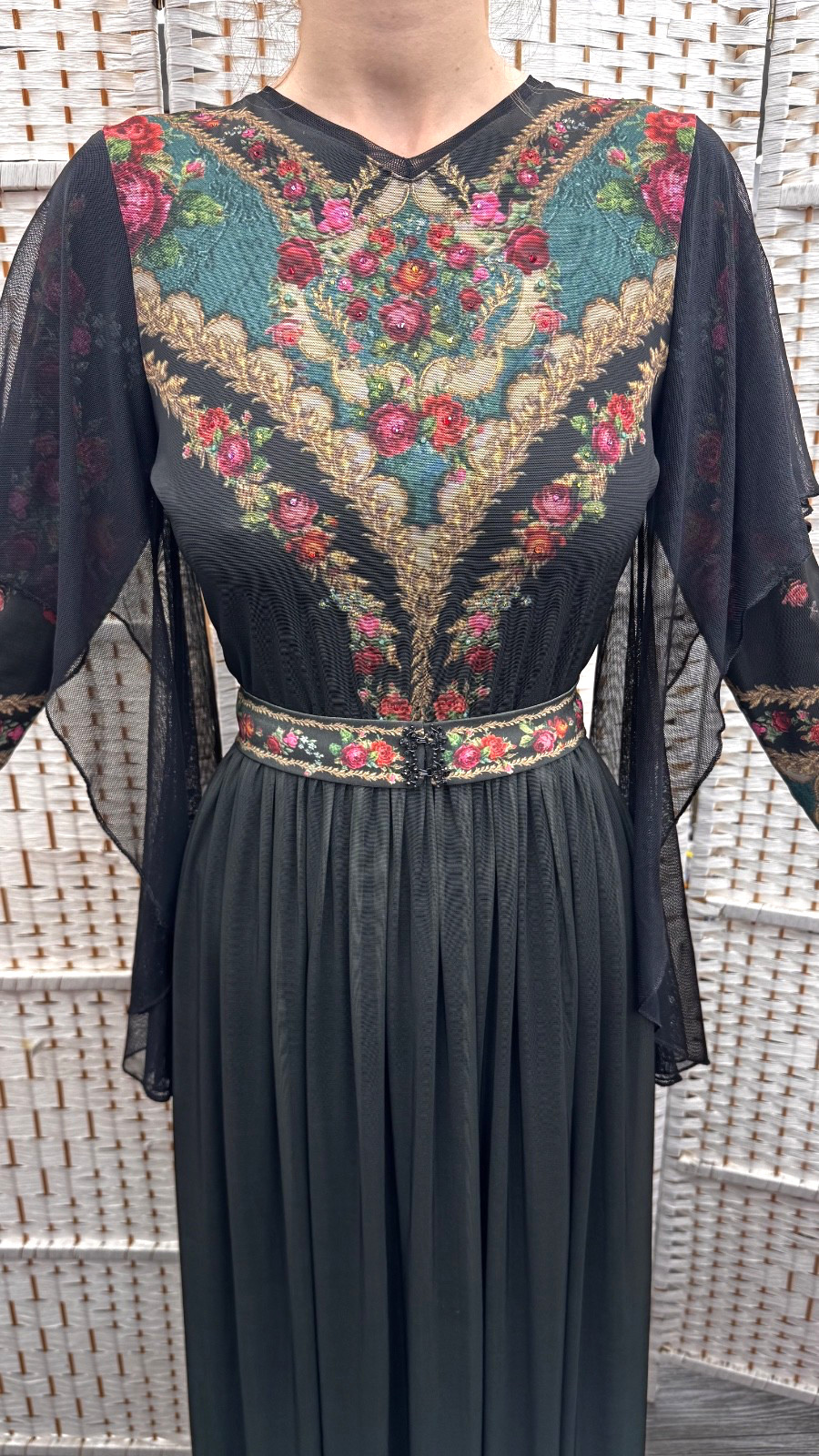 Negrin Elegant Full length Floral dress Size – S – NWT.