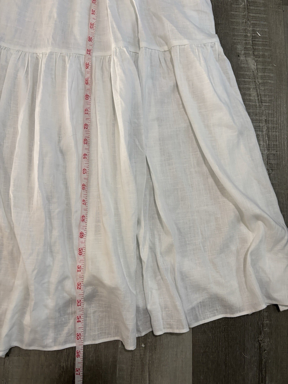 Tularosa White Linen Solid Square Neck Smocked Adjustable Strap Maxi Dress XS