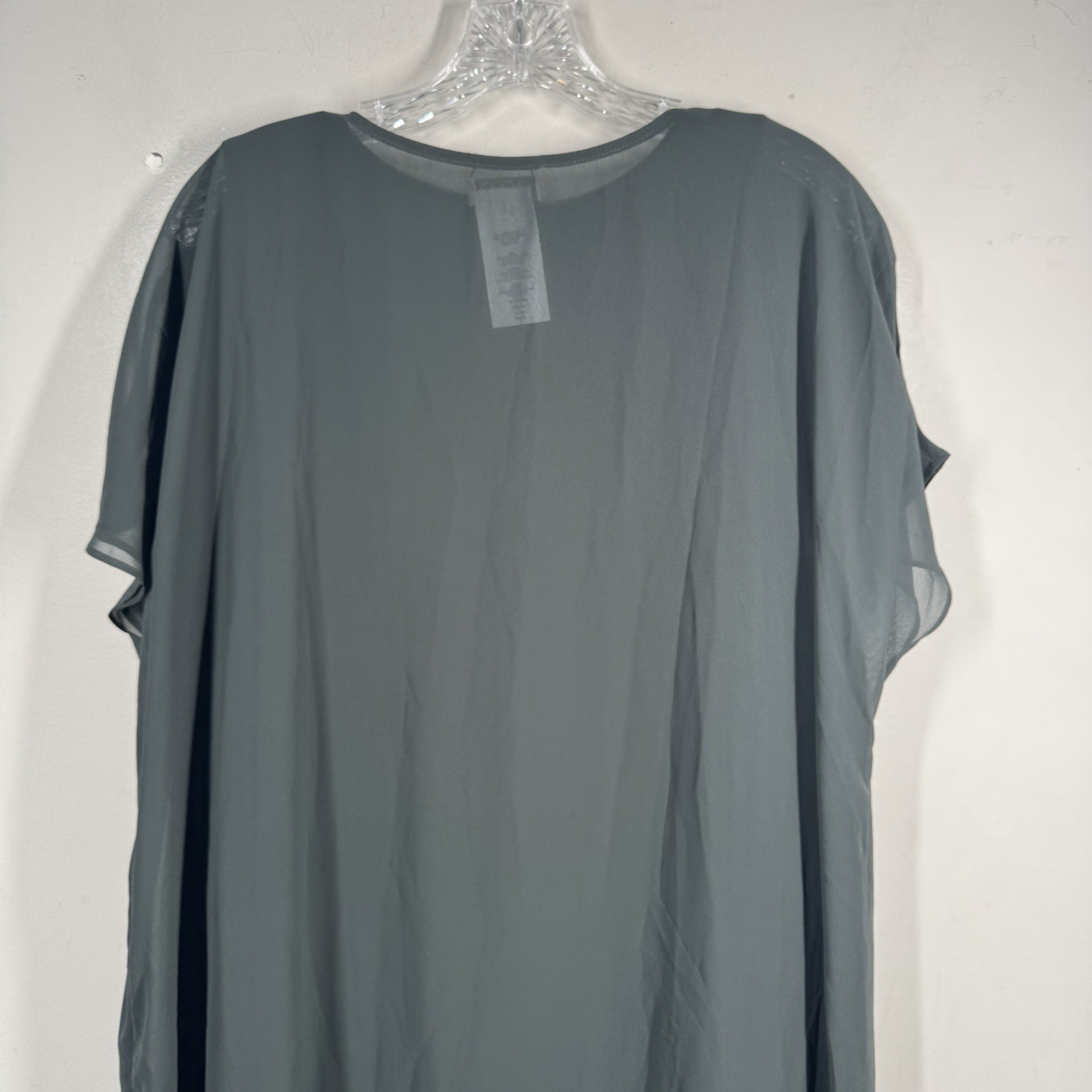 Logo Lori Goldstein Green Gray Layered Chiffon Jersey Stretch Maxi Dress Sz XL