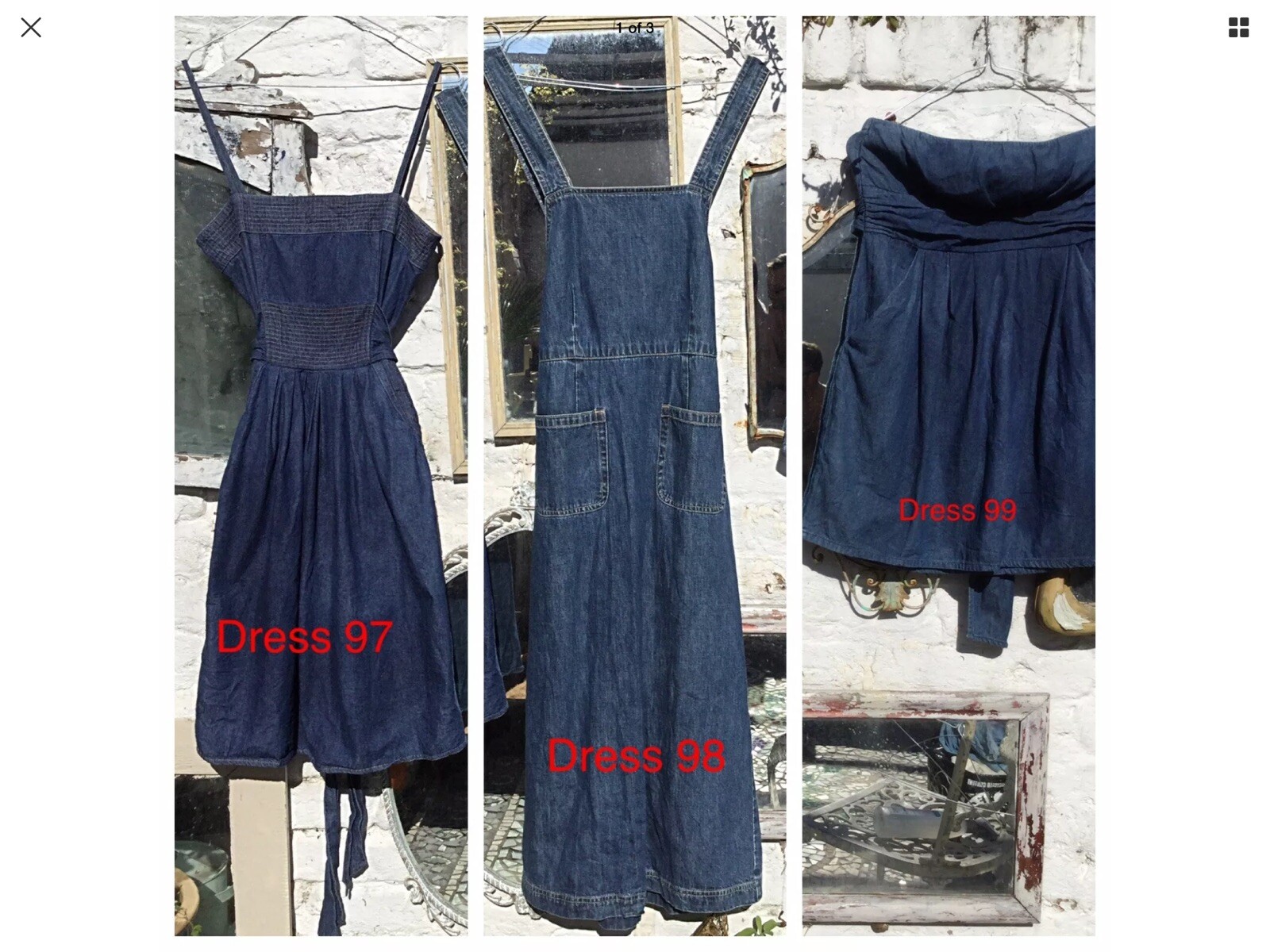 Womens Denim Pinafore Dungaree Dress Blue Vintage Boho Western Vg