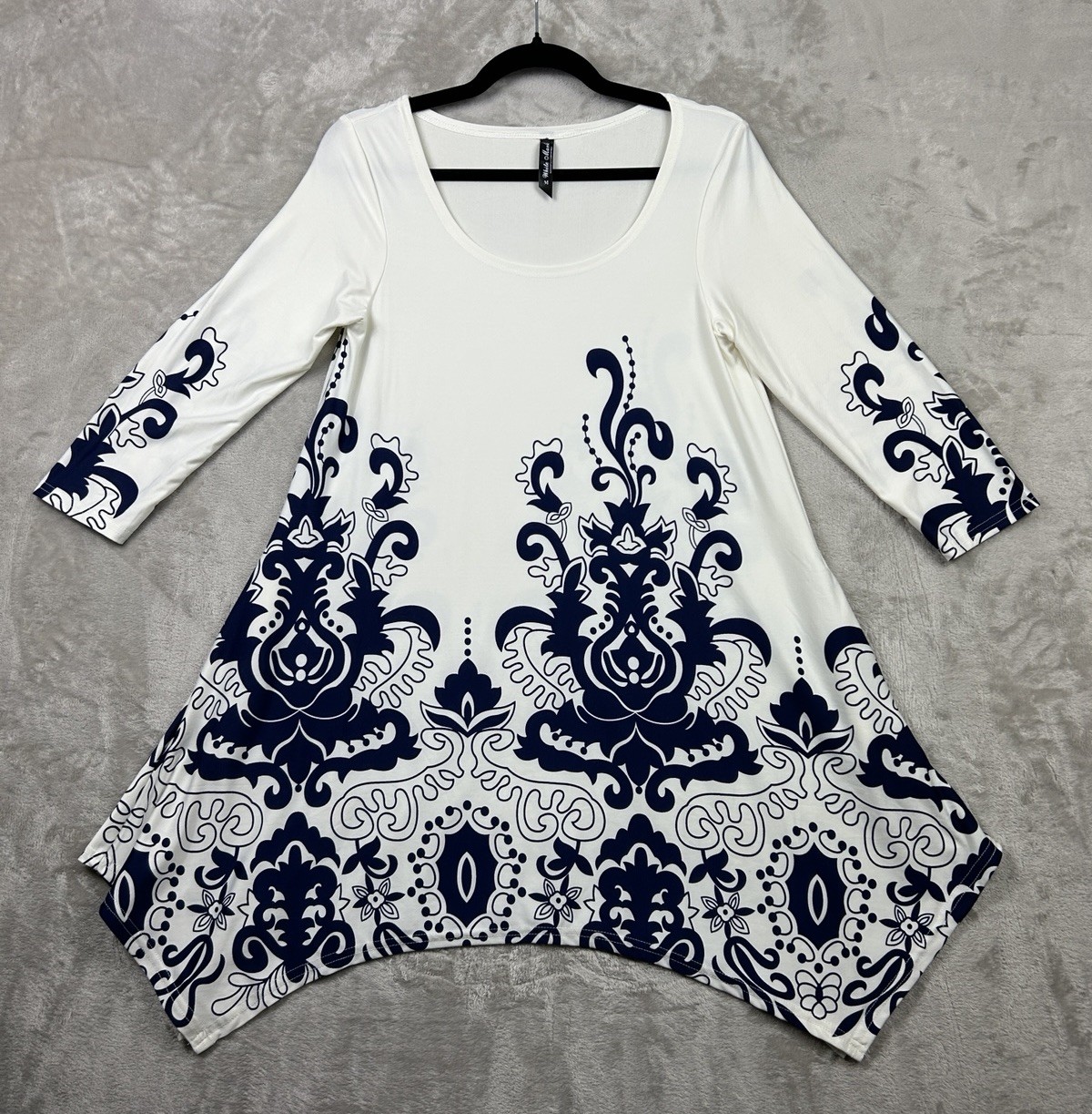 White Mark Dress Women M White Black Paisley Boho Mini Asymmetrical Old Money