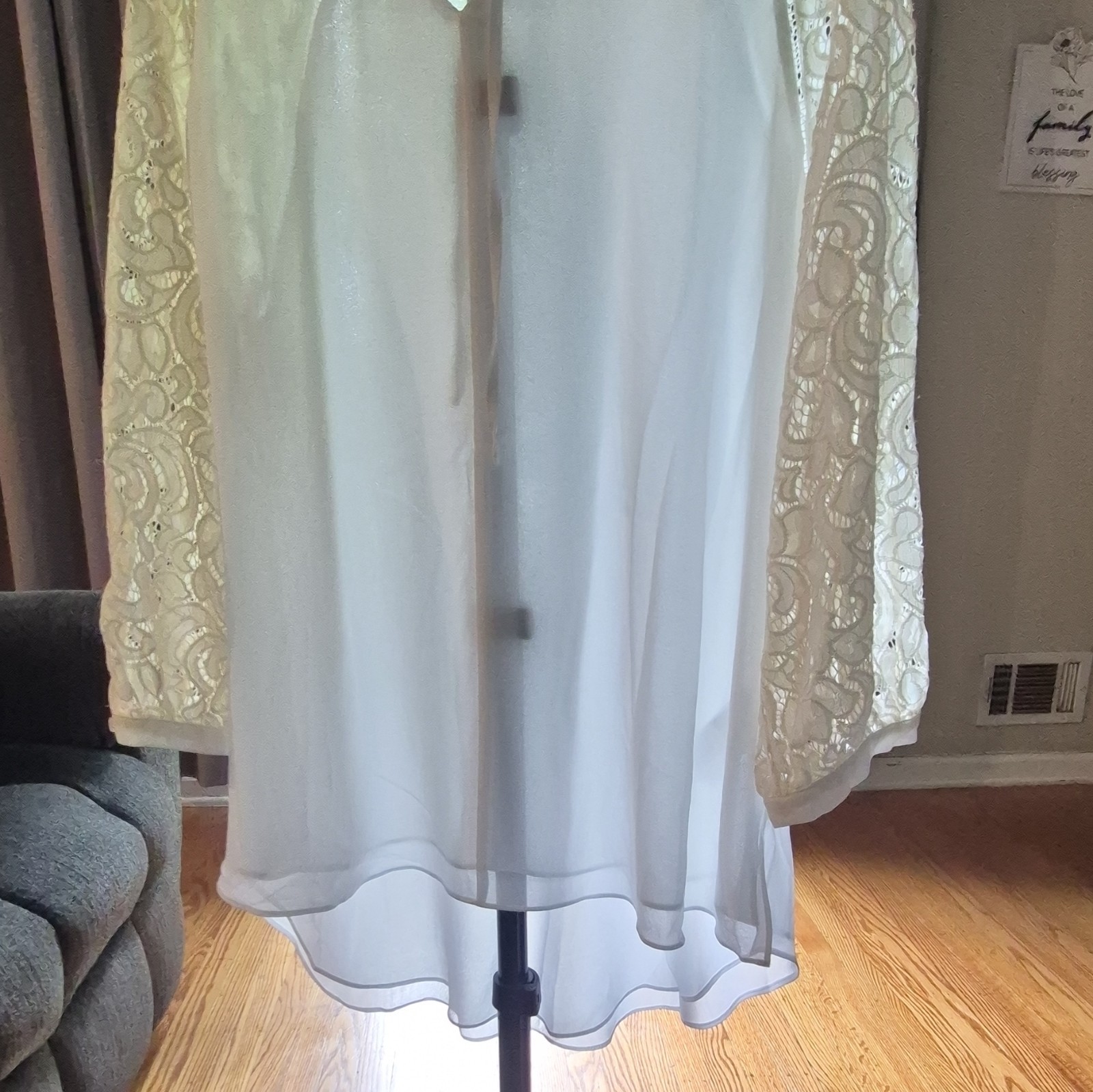 Haute Hippie Women’s White Solid Lace Sheer Pullover Blouson Short Dress L
