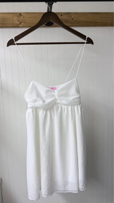Edikted Ariellah chiffon babydoll mini dress white festival coquette romantic