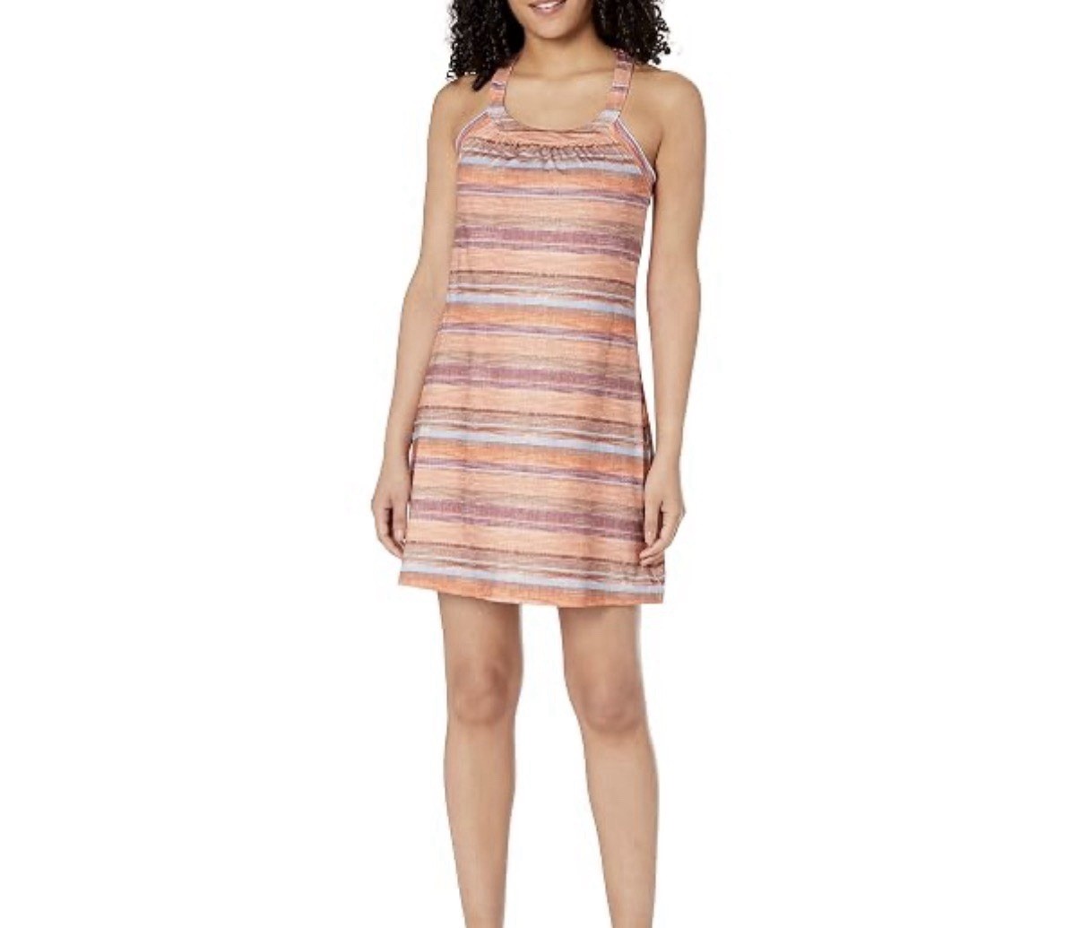 prAna Women’s S Orange Multicolor Striped Square Neck Knit Shift Dress