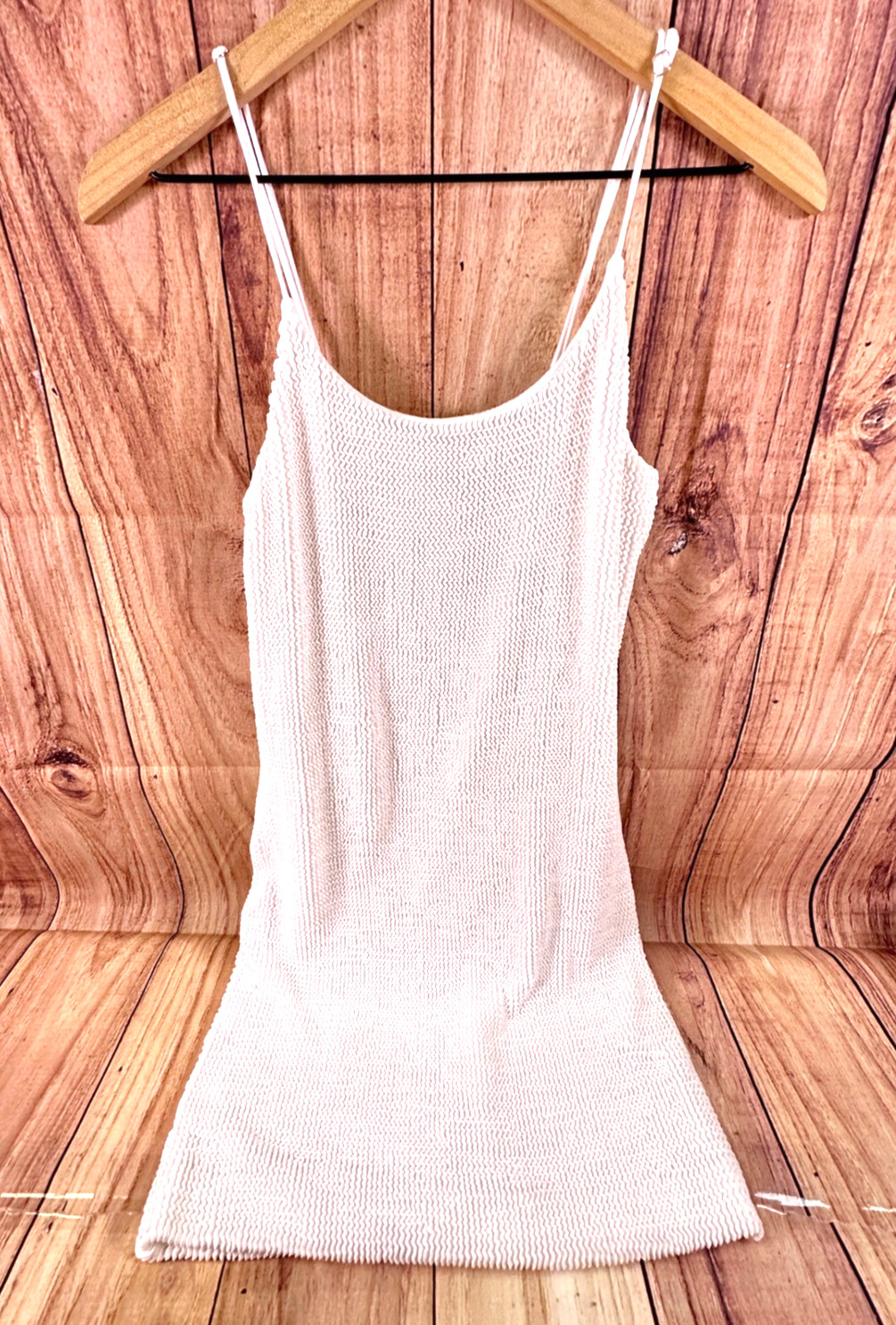 Z SUPPLY Womens Mini Dress White Textured Spaghetti Strap Scoop Neck Size SMALL