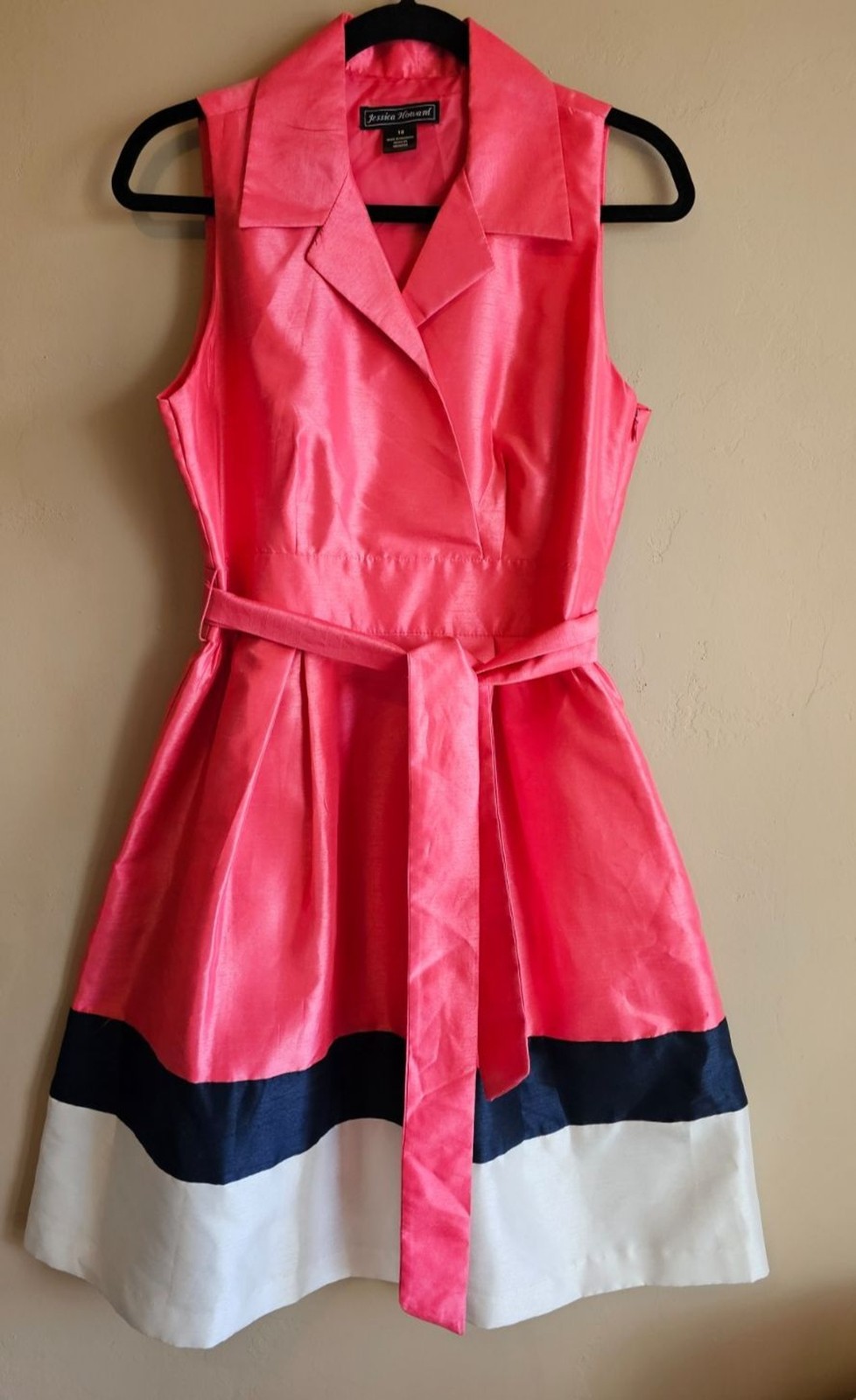Jessica Howard Dress Sz 10 Sleeveless Fit Flare Pink Shimmer All Season