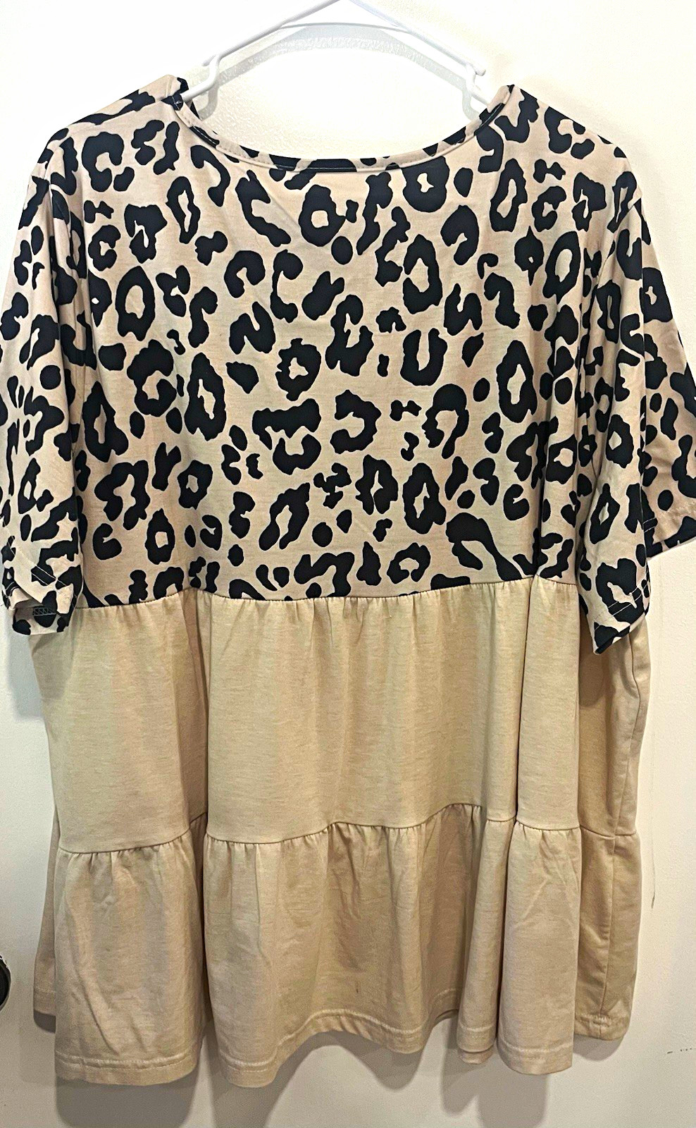 SHEIN Curve Leopard Animal Print T-Shirt Dress Ruffle Short Sleeve 3XL