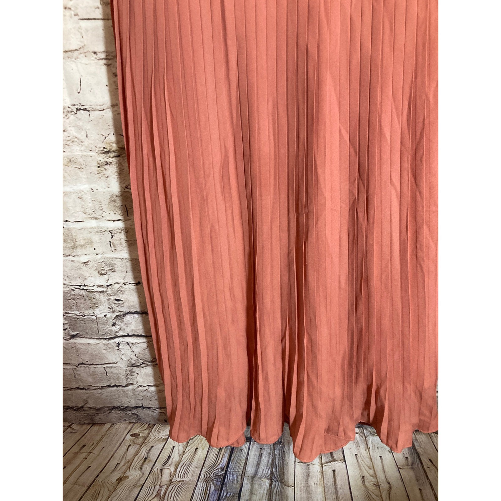 Pink Martini Dress Medium Salmon Pink Babydoll Lace Pleated Romantic Midi Flowy