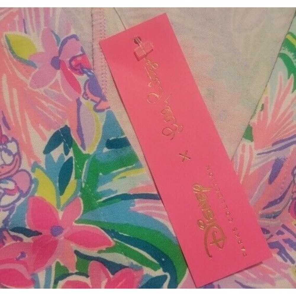 Disney Parks Lilly Pulitzer Dress Large Lorina Tiered Flowy Minnie Dai…