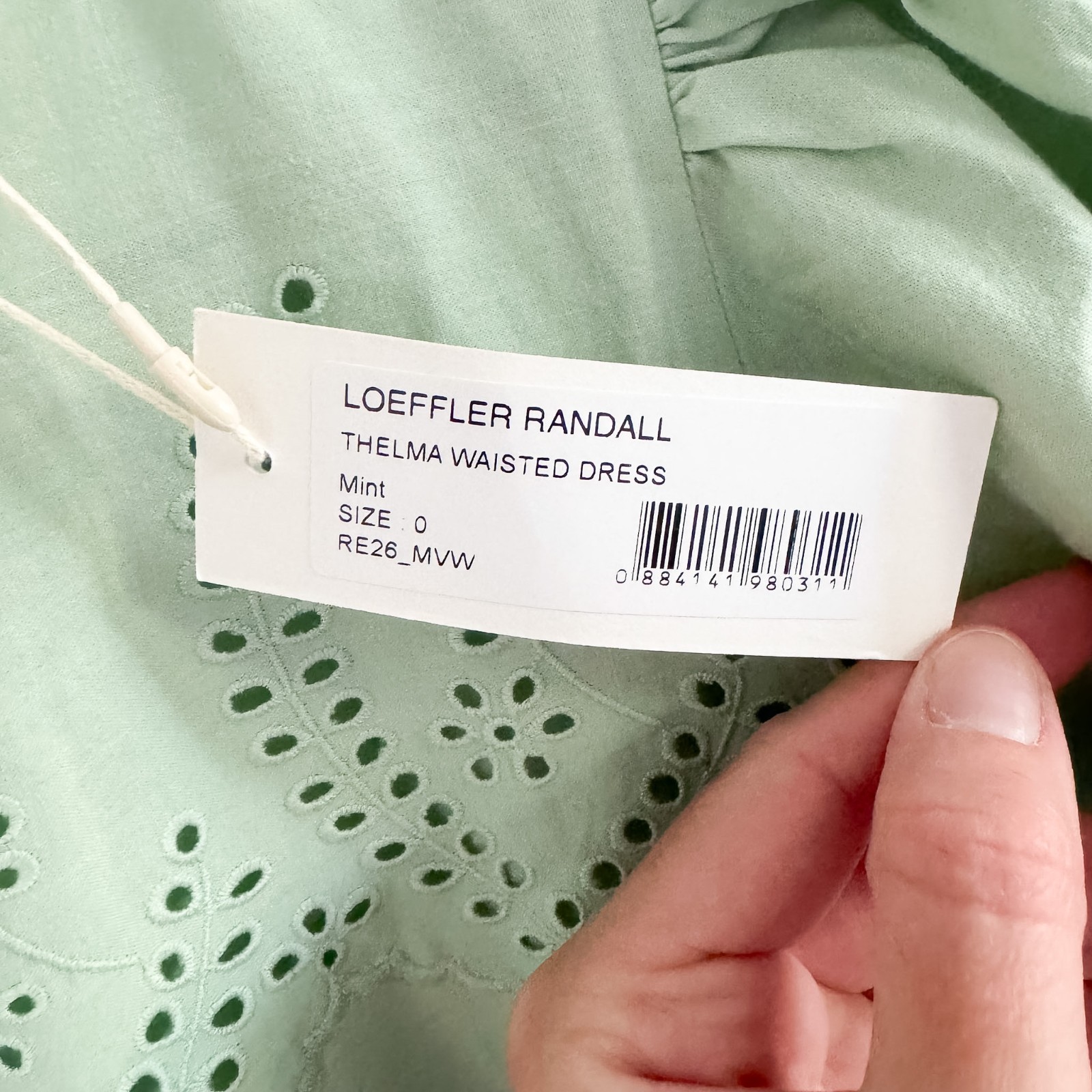 NWT Loeffler Randall Mint Green Eyelet Thelma Midi Dress 0