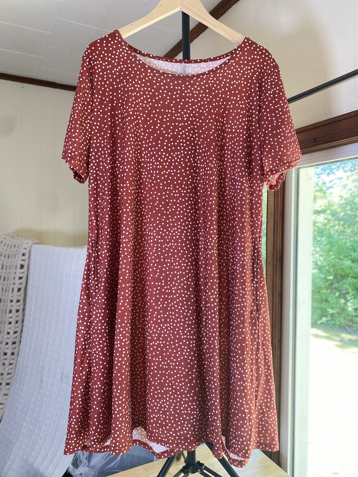 Women’s Summer Brick Red Polka For Dress 2XL Excellent Pre- Owned Condition!