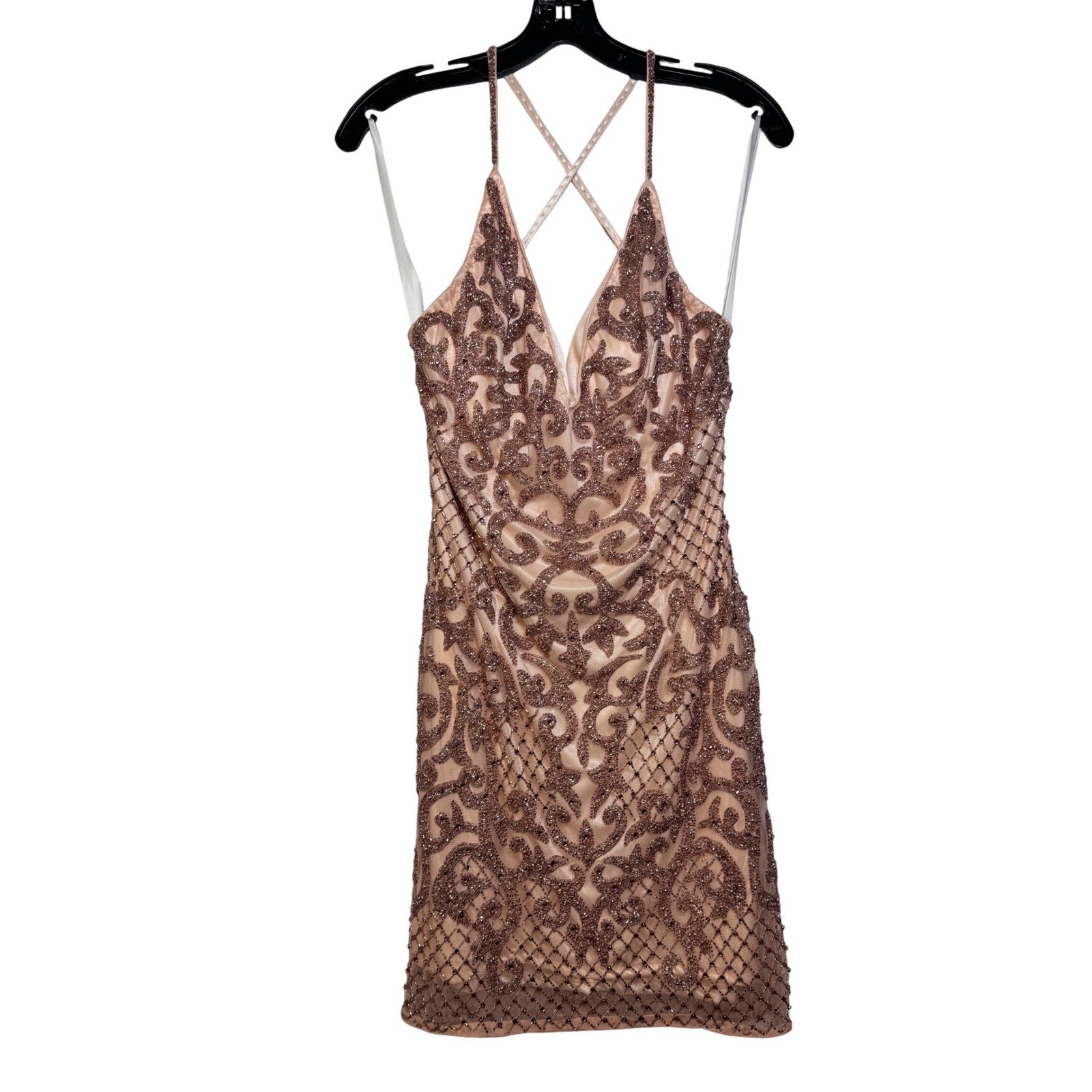 Primavera Couture 3138 Rose Beaded Open Back Cocktail Dress Size 10 NEW