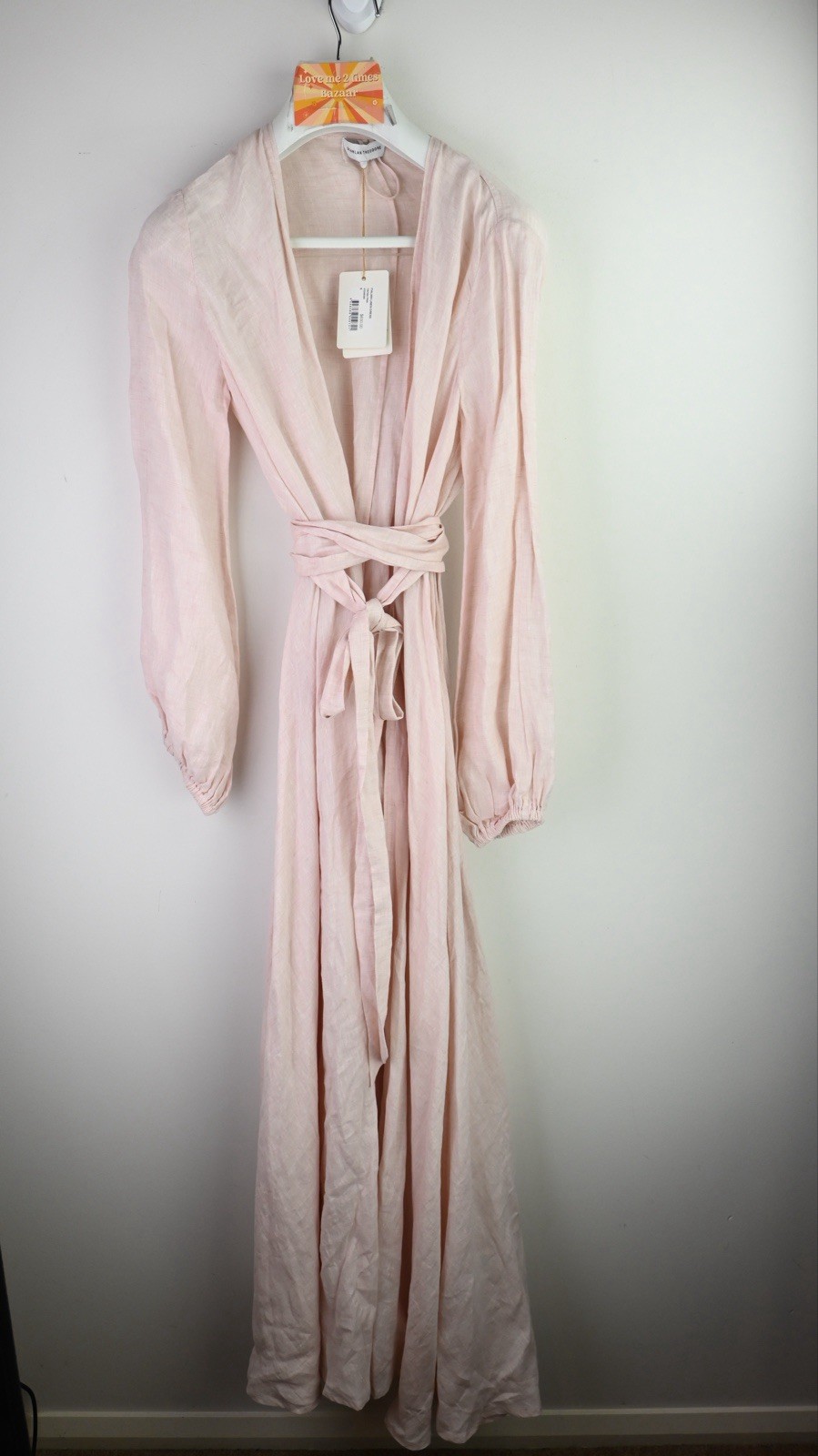 Scanlan Theodore 100%. Italian linen wrap dress in tinted pink UK6 BNWT