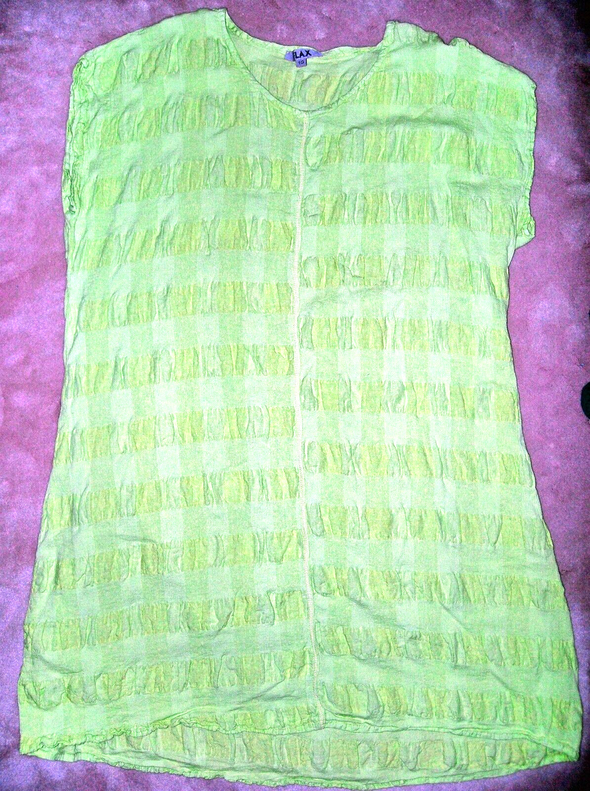 NWOT FLAX Lime Green Sleeveless Dress Pucker Fabric 1G PLUS