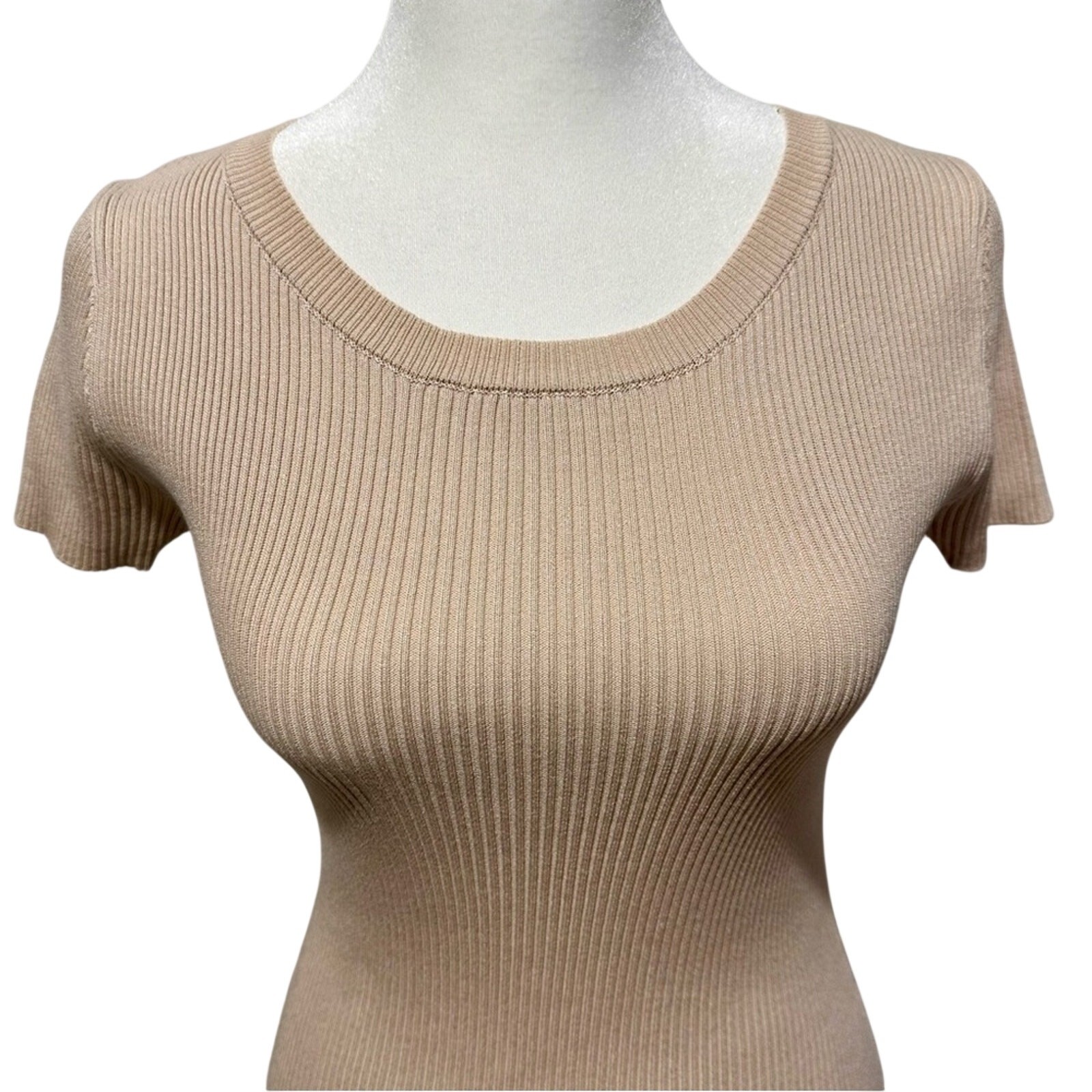 Cream Bodycon Short Sleeve Dress Medium