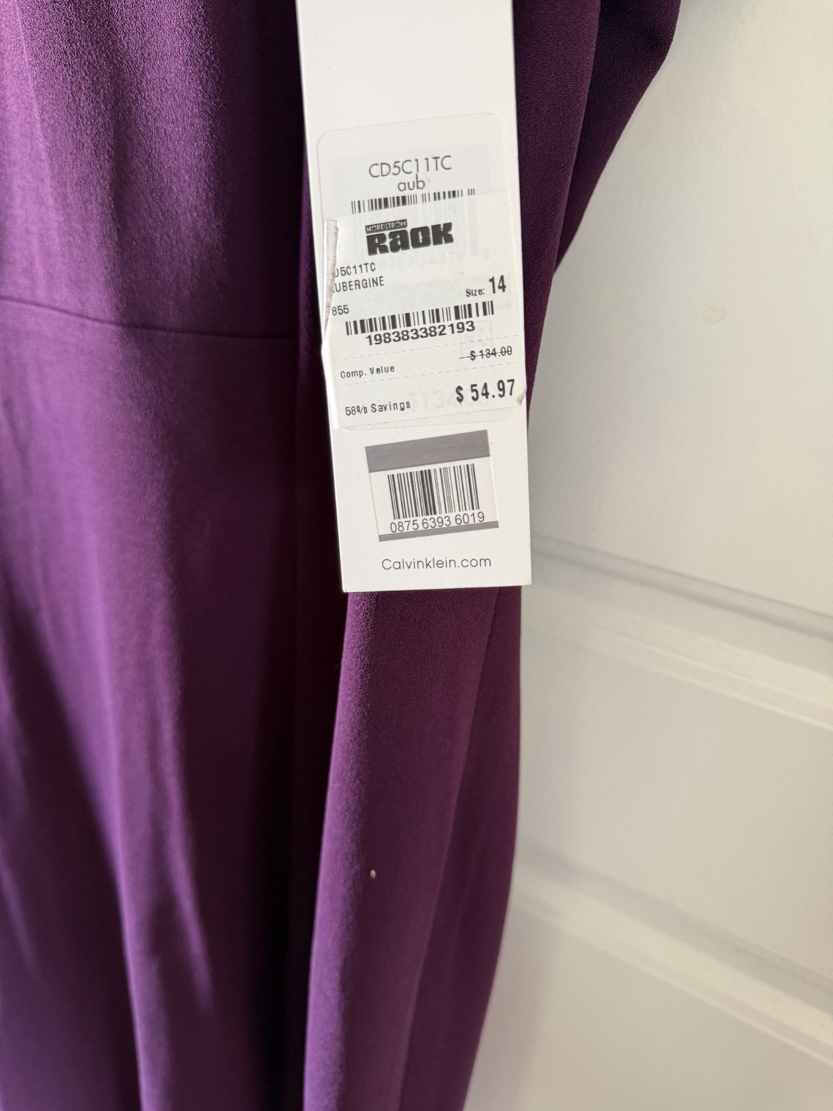 Calvin Klein Womens Aubergine Purple Modi Dress Size 14 $134.00