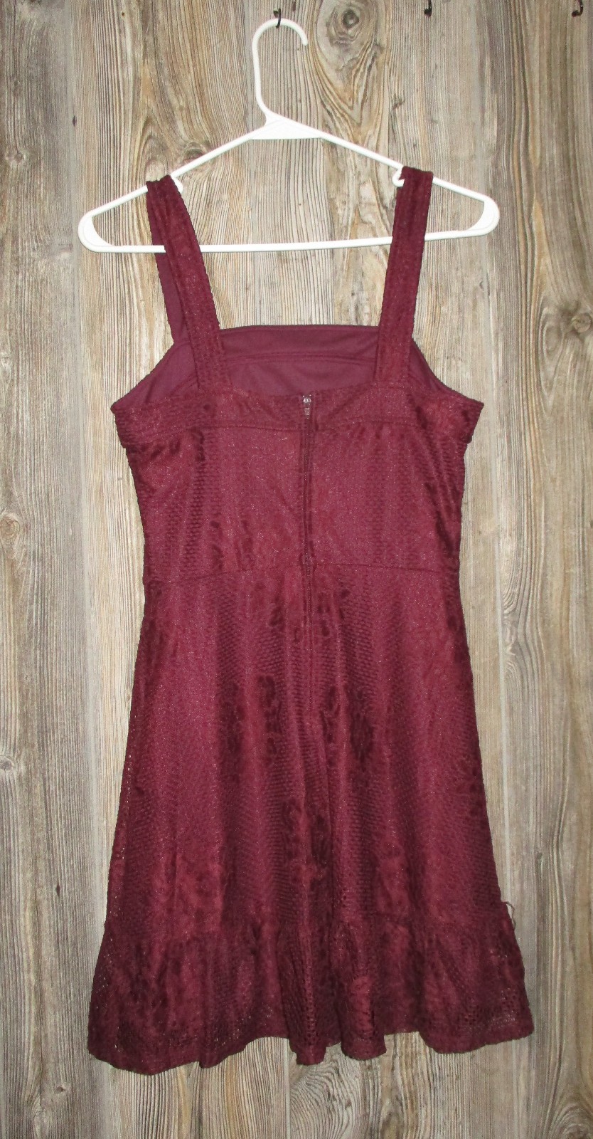 Speechless NWT Wine Sleeveless Princess Seam Ruffle Lace Dress Juniors Size S