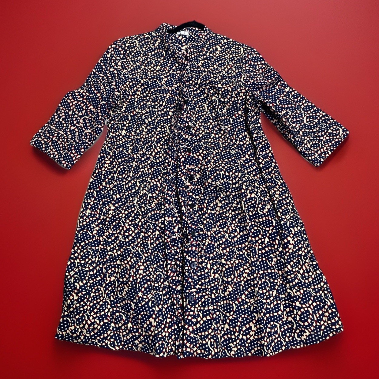 Zuri Kenya Dress Ribbon In The Sky Pattern Sz Lrg w/pockets- Dopamine Dressing!