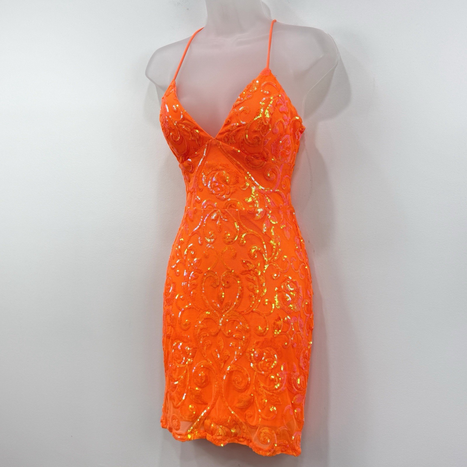 Windsor Serving Sparkle Sequin Lace Up Dress S Babydoll Fairy Mermaid HOCO