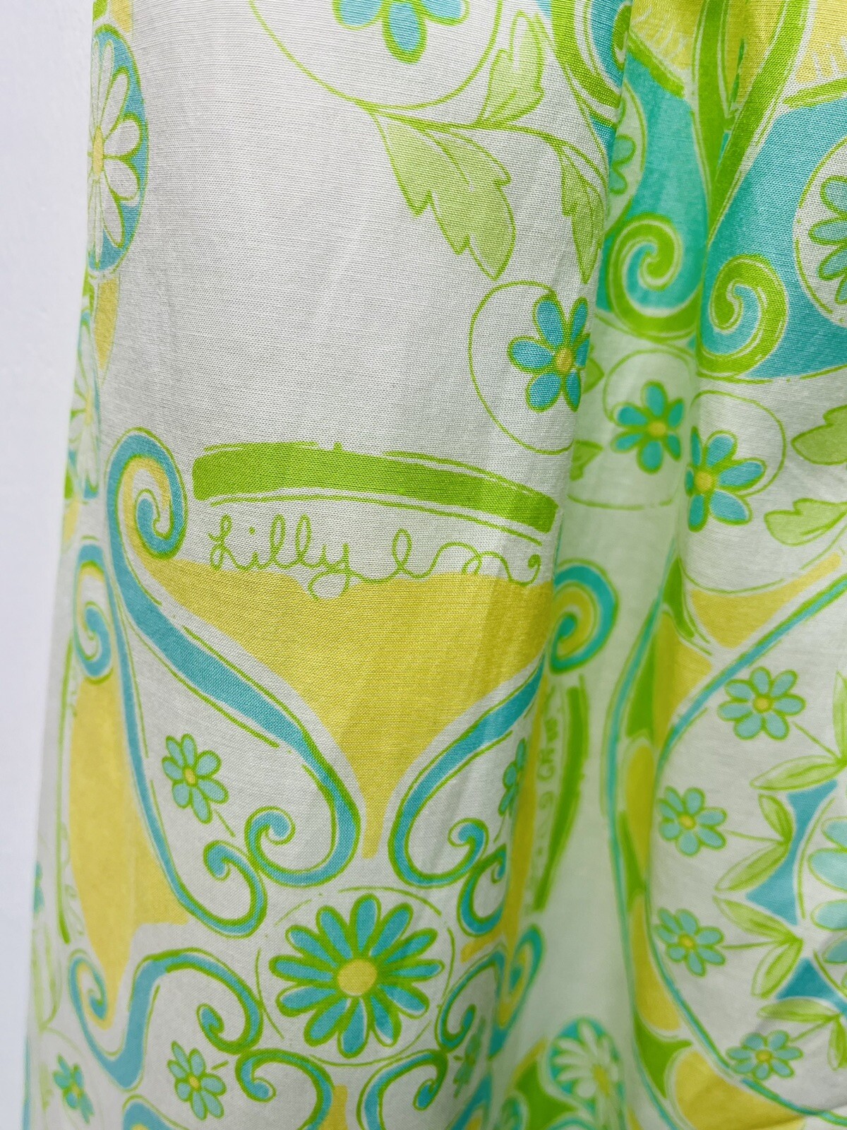 Lilly Pulitzer Dress 10 Strapless Silk Cotton Paisley 60sWedding Garden Party