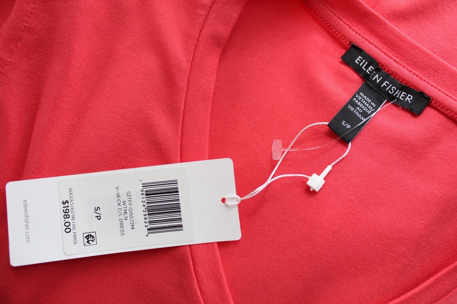 NWT Eileen Fisher Watermelon Tencel Jersey Stretch Shift Dress Small Sleeveless