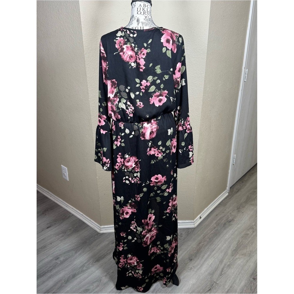ANDREE BY UNIT Black Dress with Pink Floral Print
