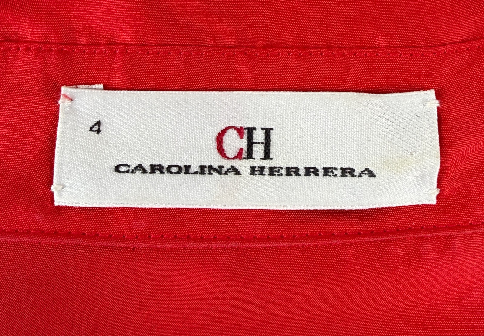 NWOT CAROLINE HERRERA Red Silk Button Up Dress Pocket Rope Belt Bend Collar 4 S