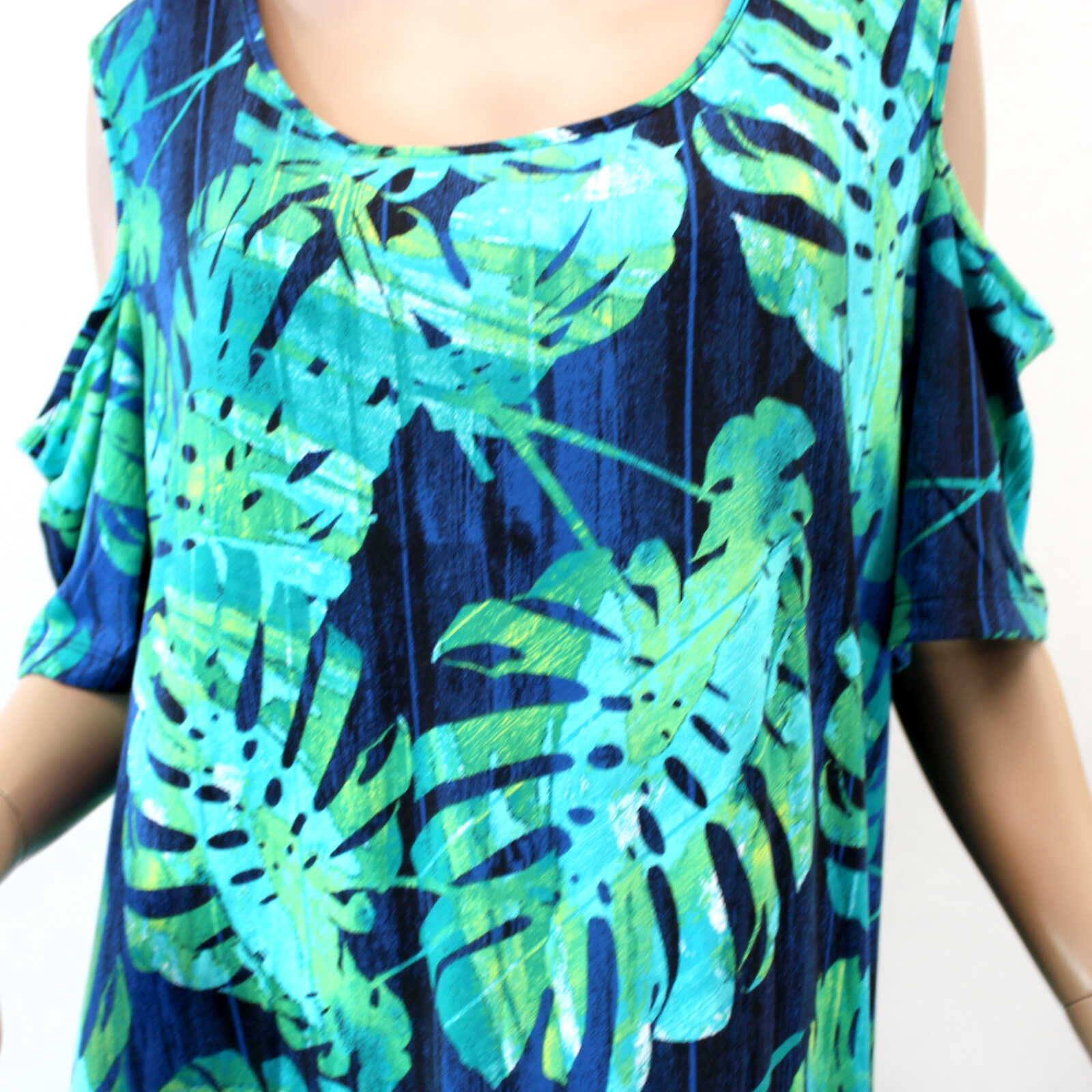 Catherines Plus Foliage Open-Shoulder Pockets Maxi Dress 5X 34/36