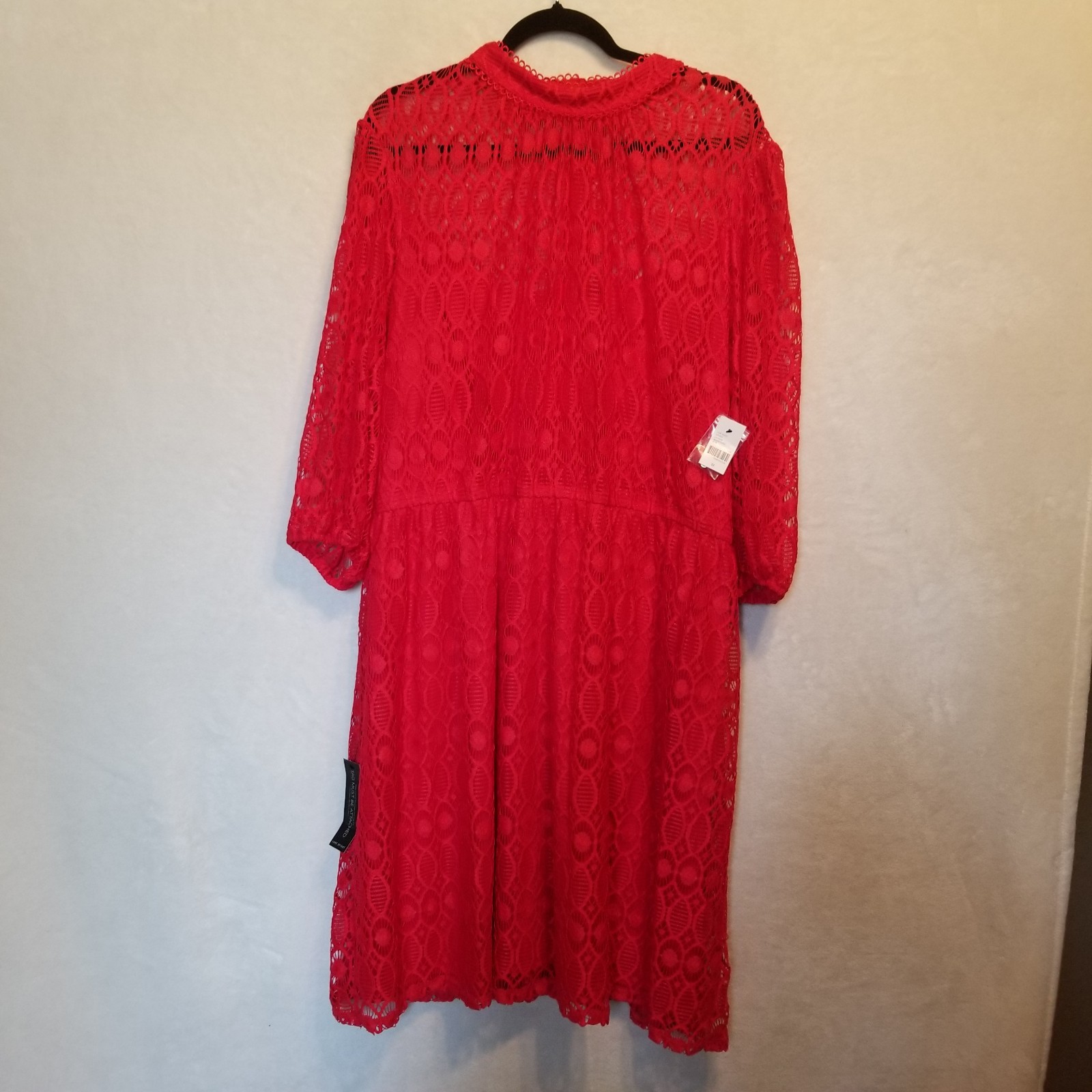 Lane Bryant 22 Dress Red Lace Lined Elastic Waist Holiday Classic Whimsy Classic