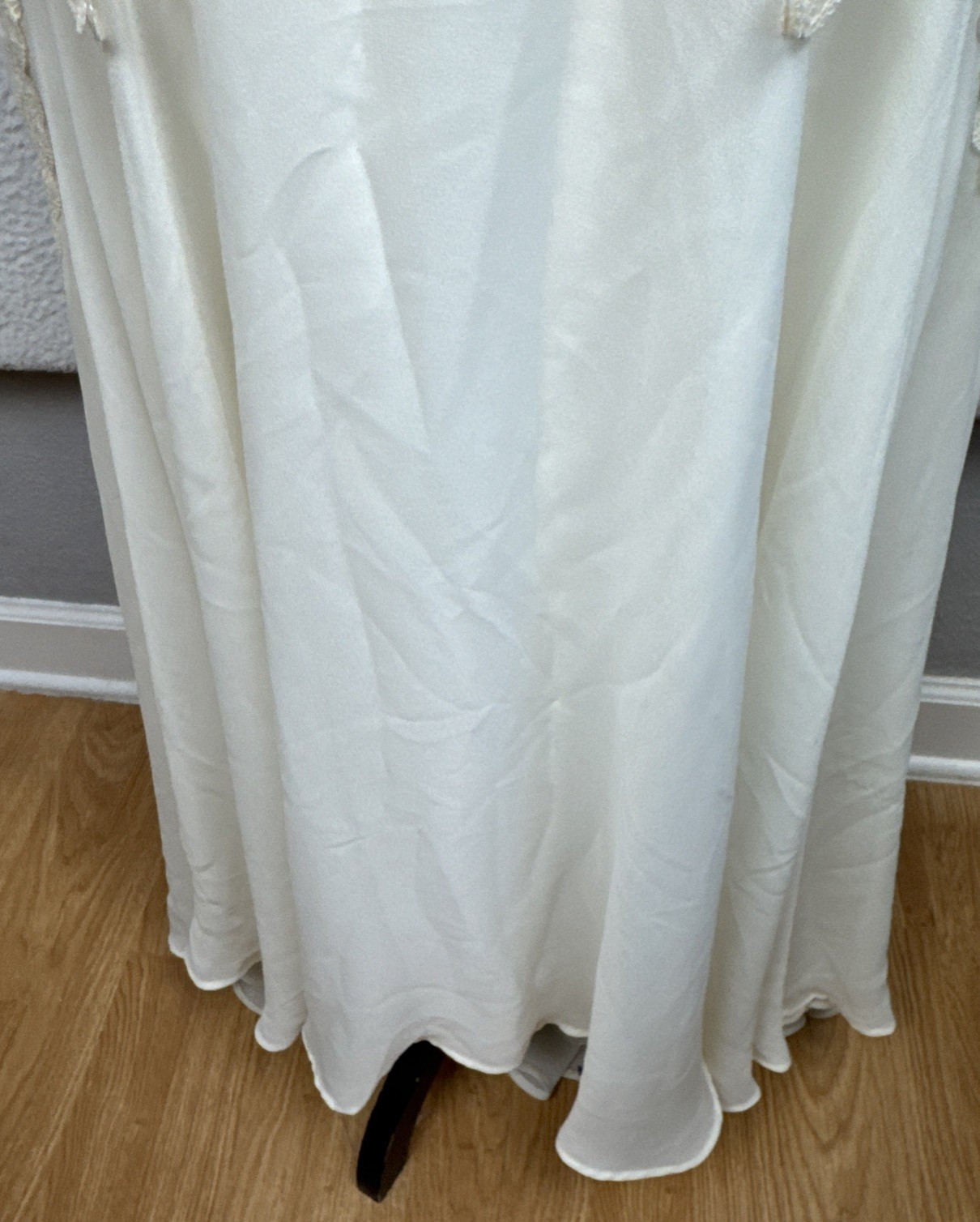 Women’s Ivory Cream Lace Bead Accent Maxi Dress Cottagecore Bridal Elegant