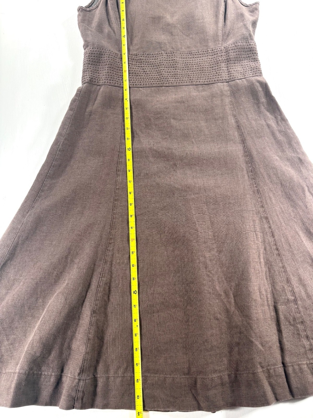 Dutch Items Shanghai Brown Linen Sleeveless Fit Flare Dress Size 40