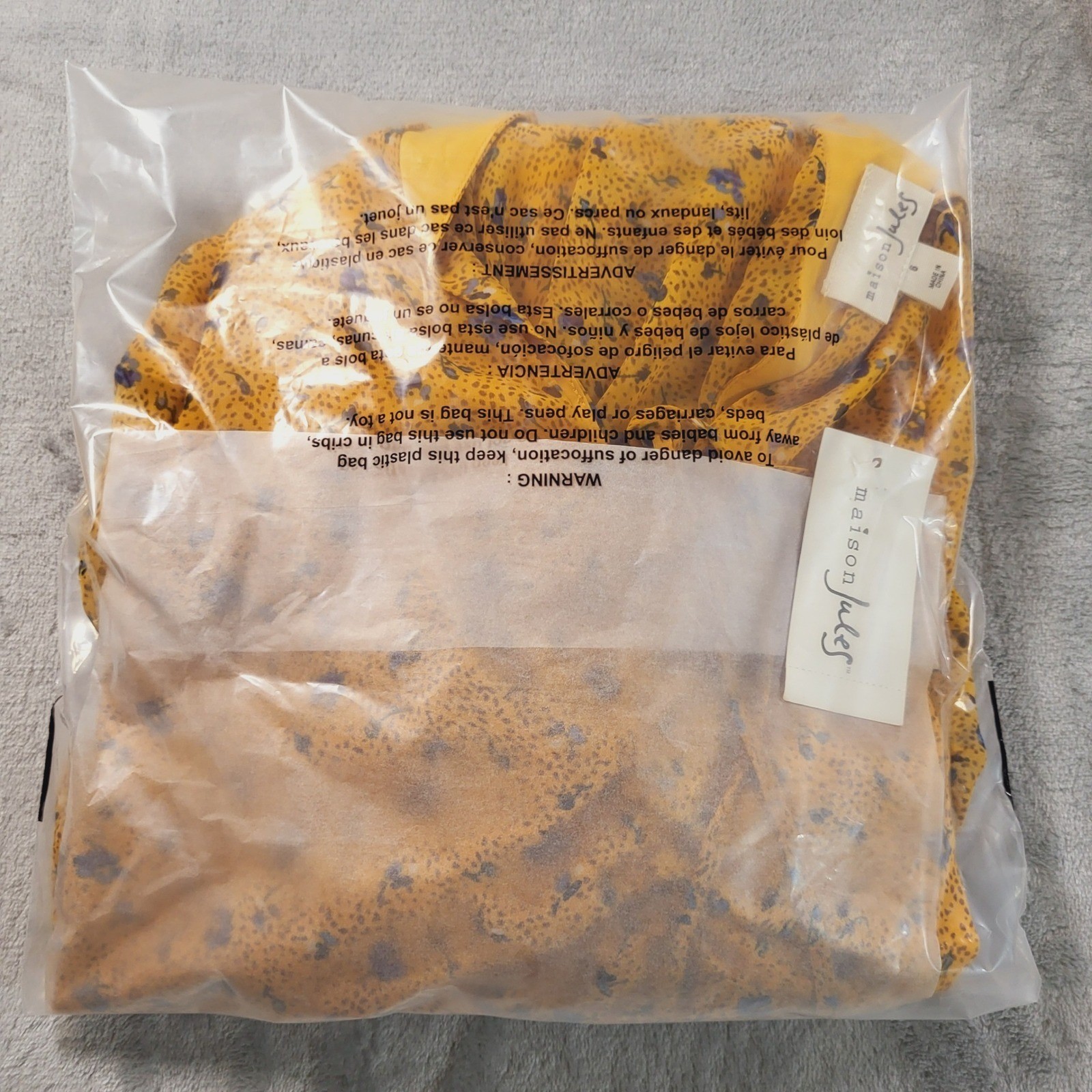 Maison Jules Womens 6 NWT Floral Boho Cottage Babydoll Mini Dress Poppy Yellow