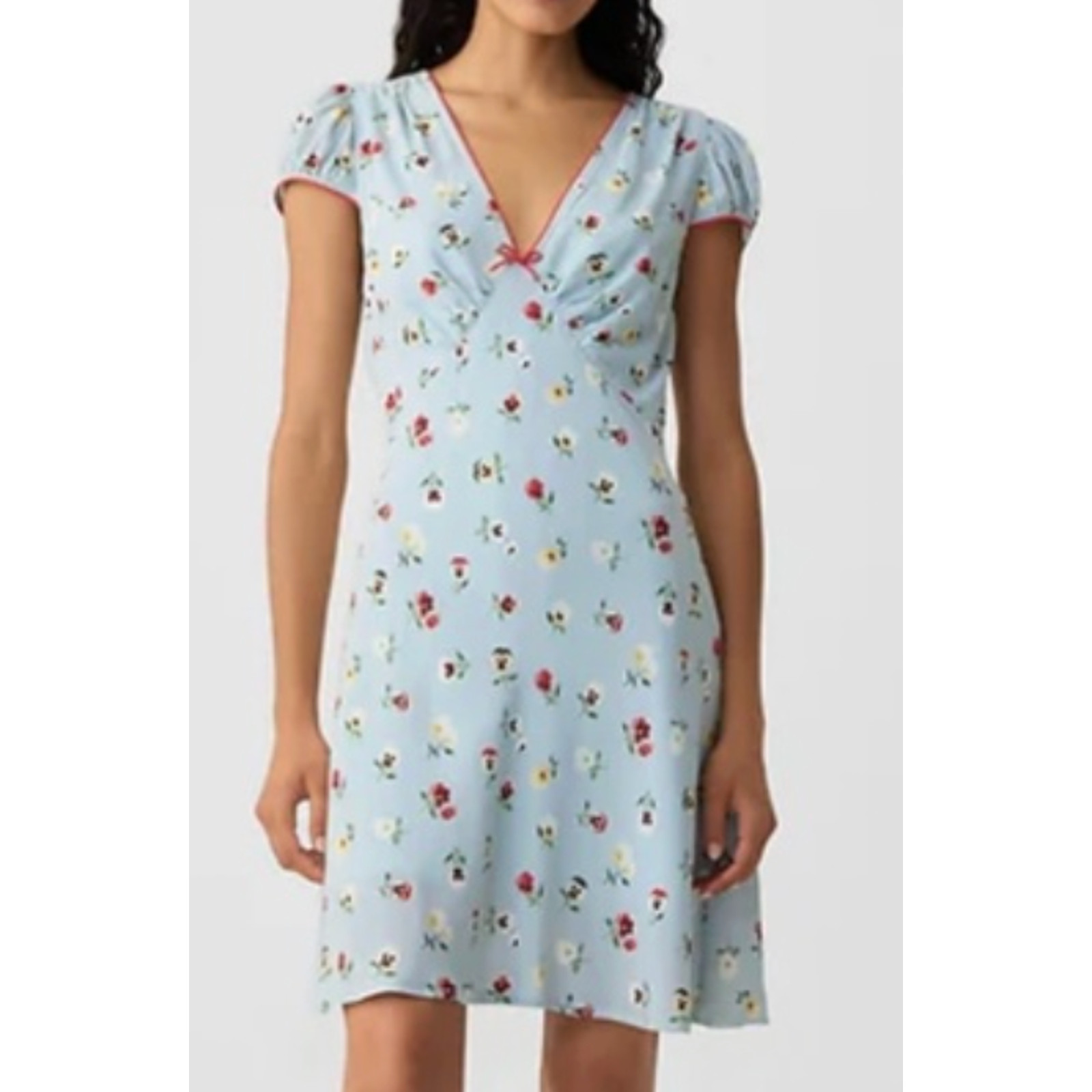 NWOT Gap × doen Floral Mini Dress Blue Red Green Size 8