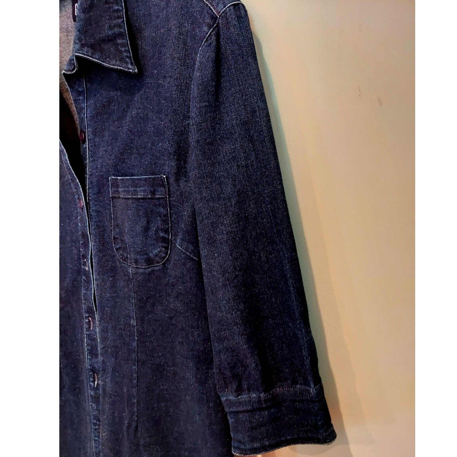 Gap Womens Dark Wash Classic Denim Shirt Dress Blue 3/4 Sleeve Cotton Blend 6
