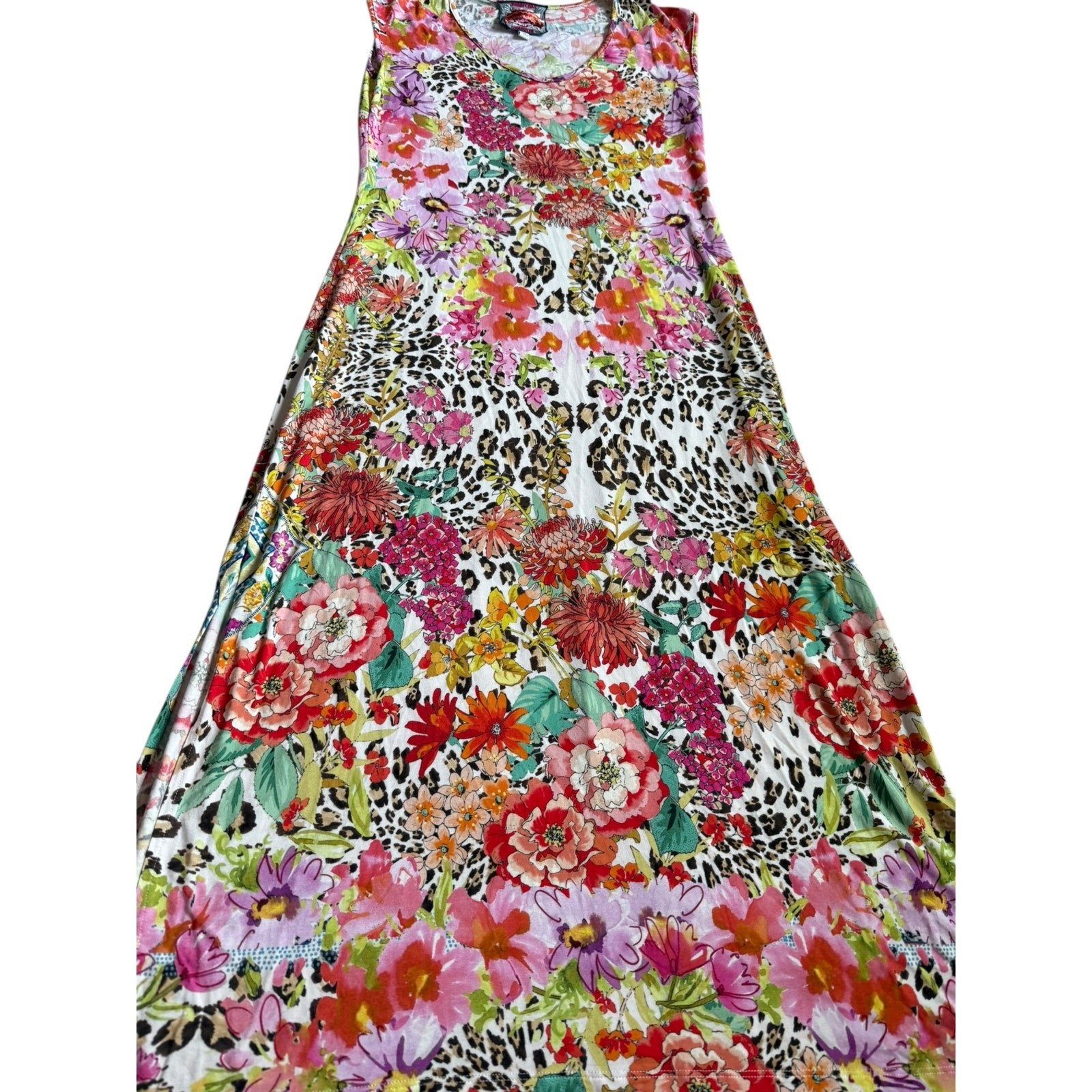 Johnny Was Bamboo Wild Garden High Slit Knit Dress Multicolor Size XS